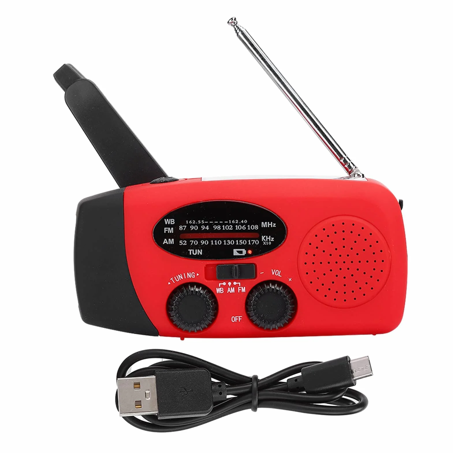 Solar Hand Crank Radio z NOAA Pogodowe Alert AM FM NOAA Multi-Pasme Odbiornik, ładowarka Telefoniczna USB