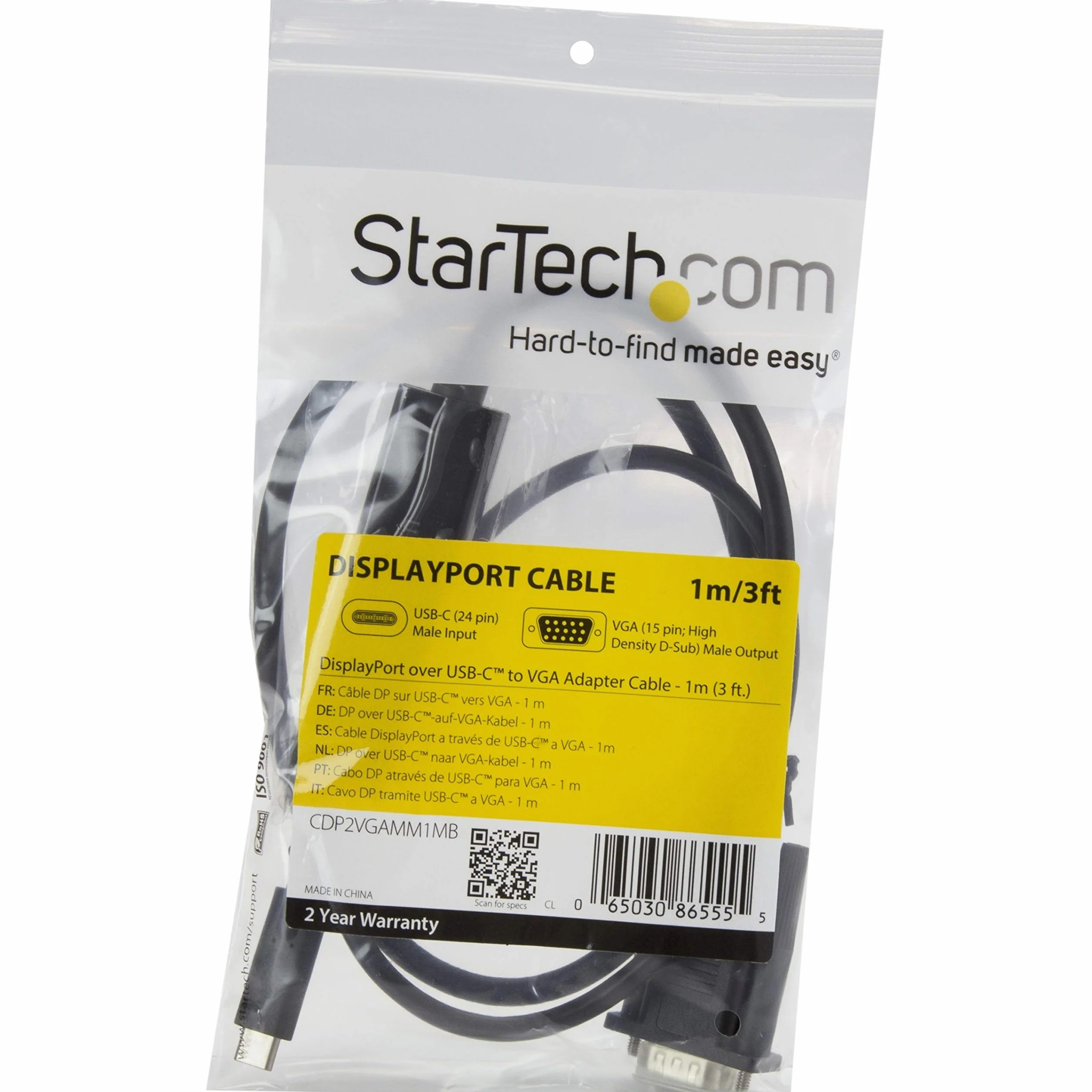 StarTech.com CDP2VGAMM1MB 1 m kabel USB-C na VGA, adapter USB typu C na VGA 1920 x 1200 - czarny