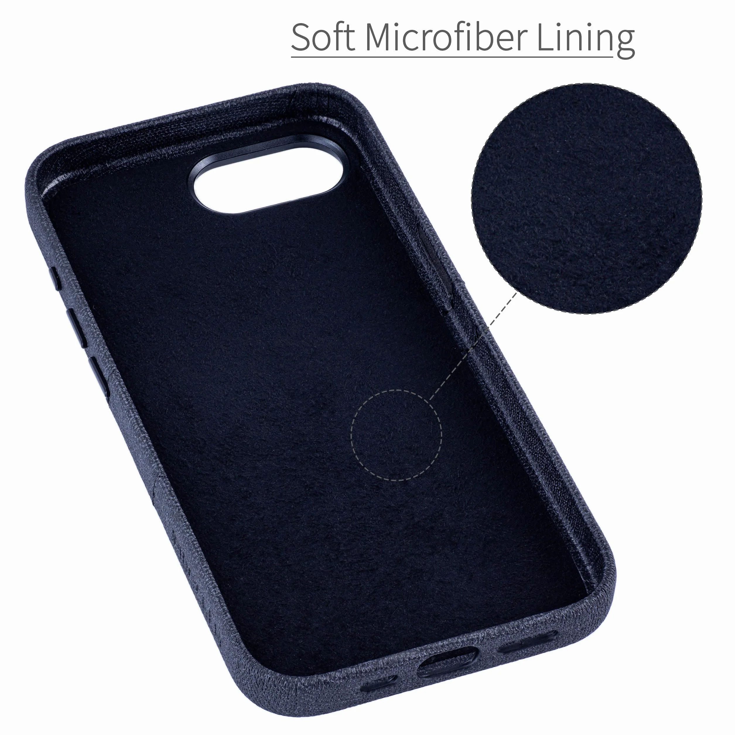 Dockem Etui na iPhone 17e iPhone 16e z Wbudowaną Metalową Płytką Mocowania Magnetycznego 2 Kieszenie M2 Luxe Etui Portfel Skóra Syntetyczna Płótno Węglowa Czerń