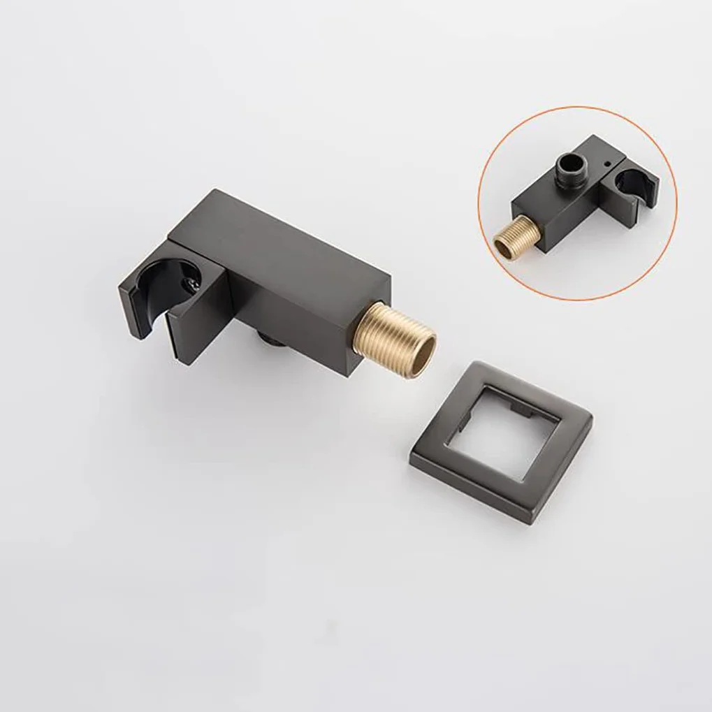System prysznicowy, montowana na ścianie, szara, termostatyczna bateria mieszająca deszczownicę, zestaw z deszczownicą 20 x 20 cm i słuchawką prysznicową, luksusowy zestaw prysznicowy, B