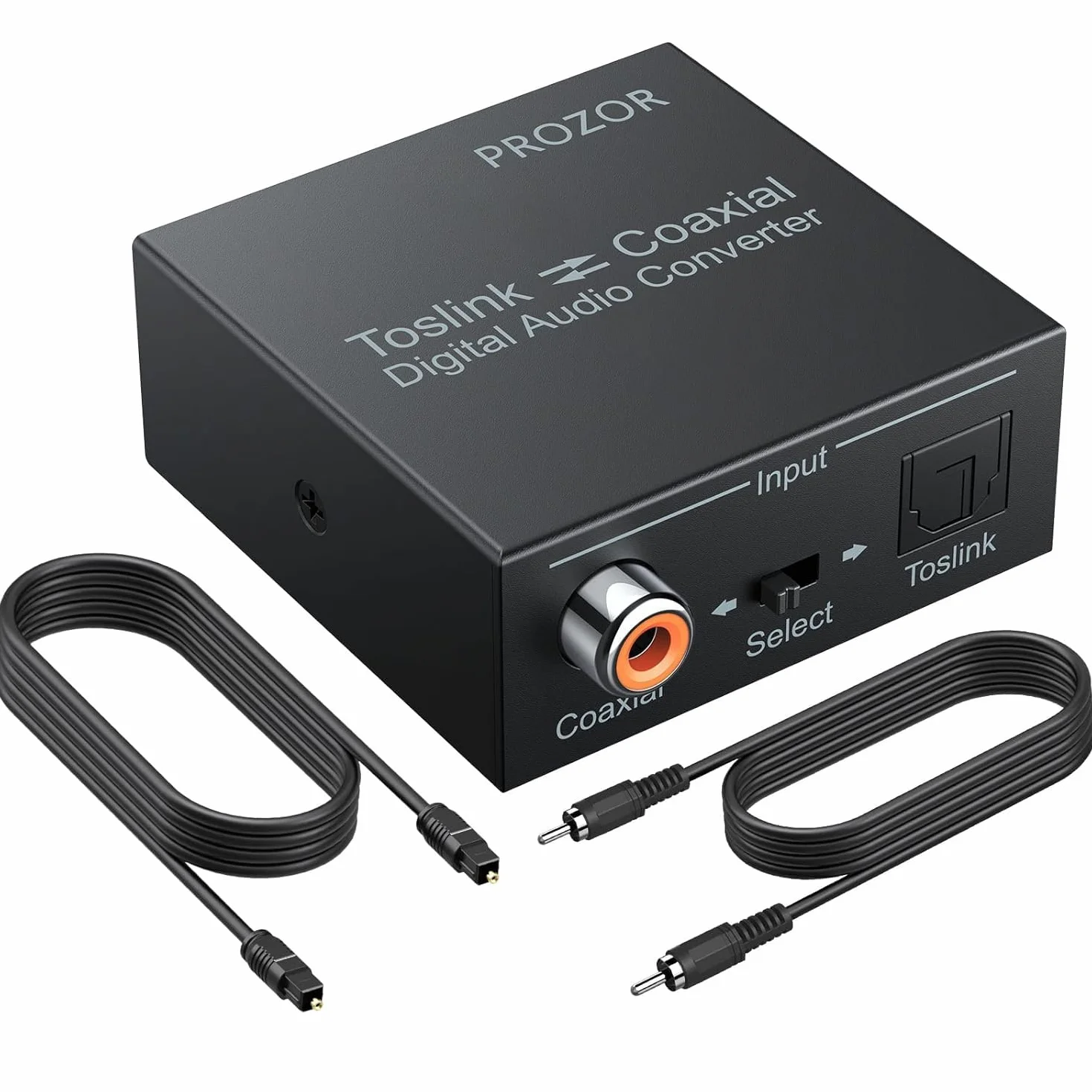PROZOR Cyfrowy konwerter audio SPDIF Toslink DTS/Dolby-AC3 192 kHz dwukierunkowy rozdzielacz z kablem optycznym