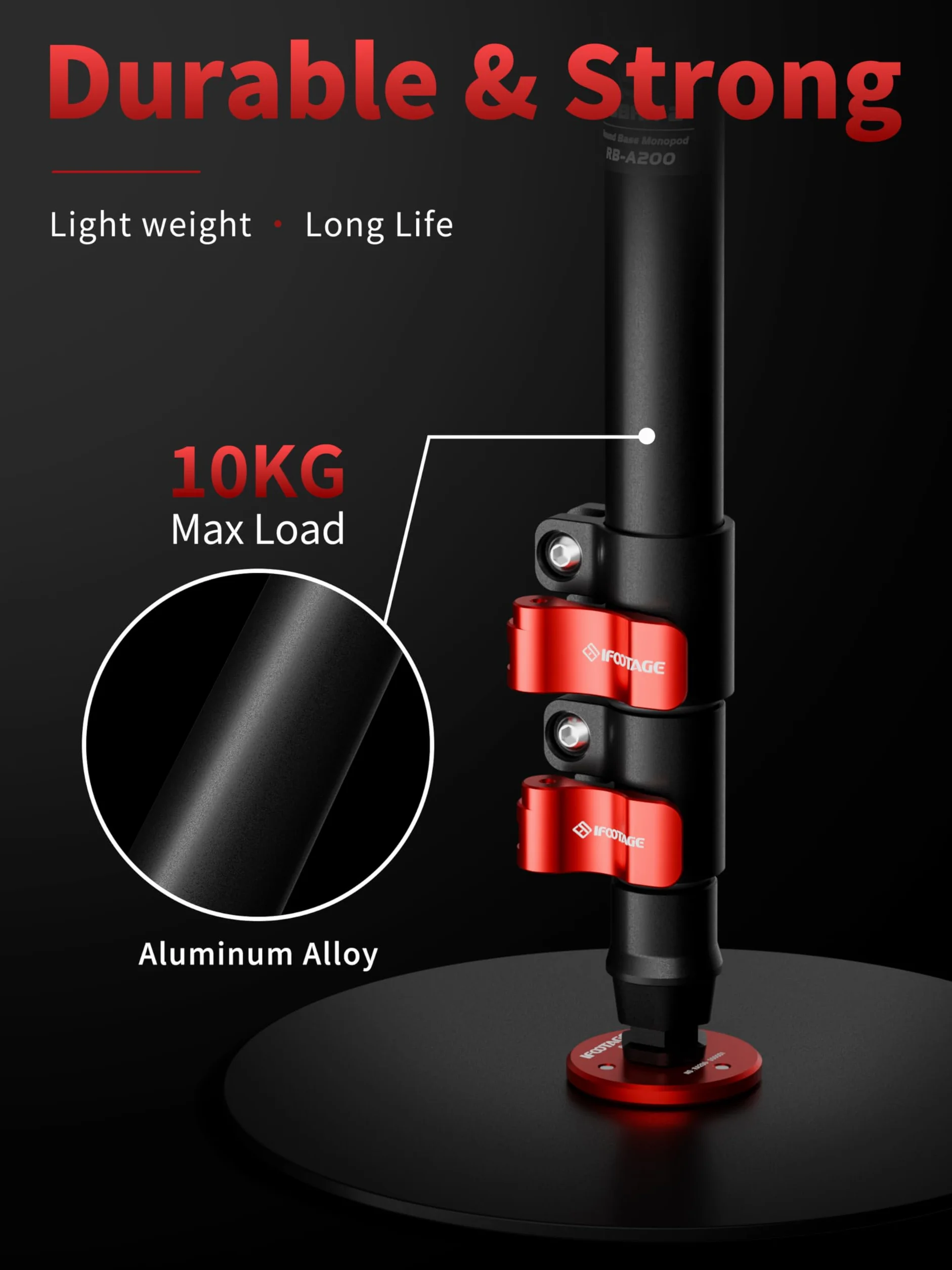 IFOOTAGE RB-A200 Okrągła podstawa monopod aluminiowy statyw stołowy 22'' do kamery DSLR