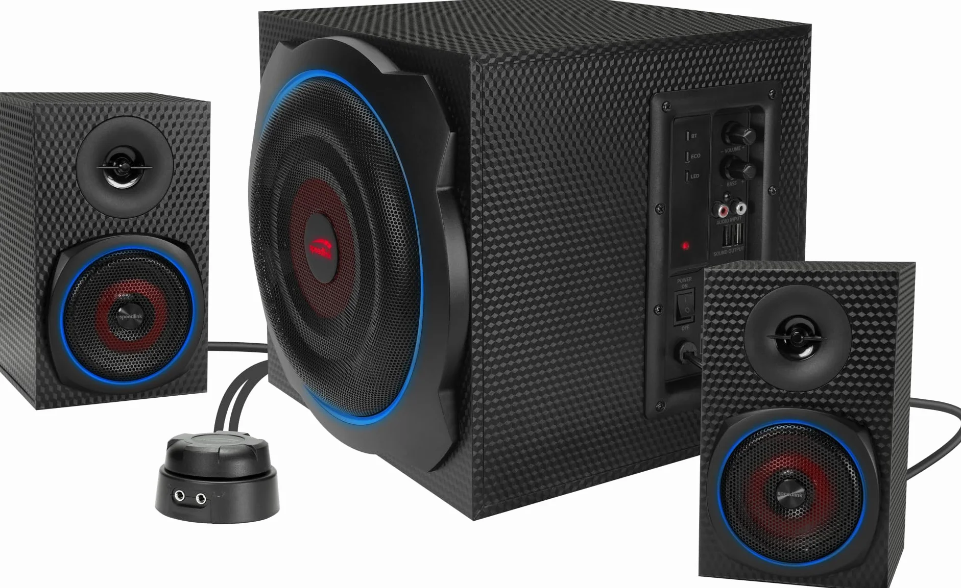Speedlink GRAVITY CARBON RGB 2.1 System głośników z subwooferem Bluetooth 120 W Czarny
