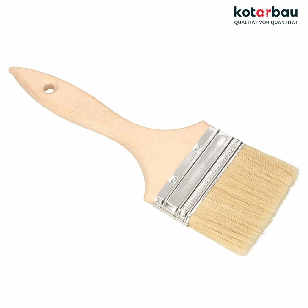 KOTARBAU® Zestaw 50 pędzli do malowania z drewnianym uchwytem, wszystkie 90 mm, płaskie pędzle, bejcowanie, farby, pędzle malarskie, lakier, farby akrylowe, odporne na rozerwanie, uniwersalne