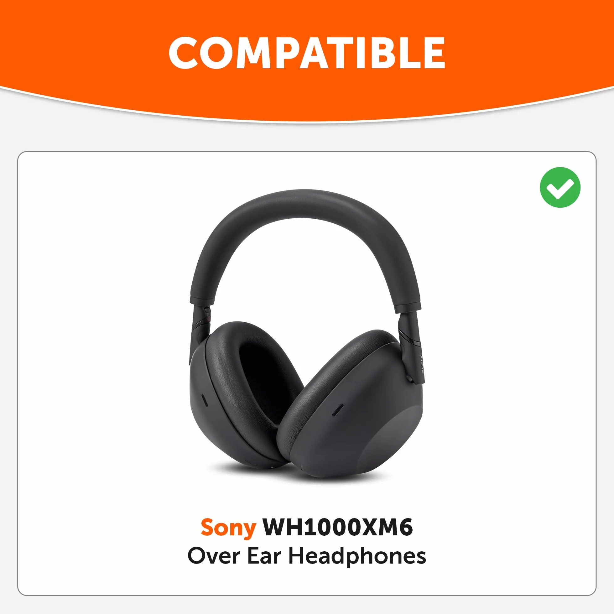 WC PadZ XM6 XL – bardzo duże wymienne nauszniki kompatybilne ze słuchawkami Sony WH-1000XM6 firmy Wicked Cushions | Większy otwór na ucho, lepszy komfort i izolacja dźwięku | Black