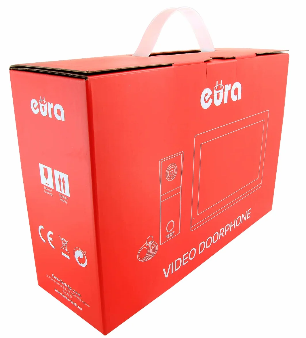 EURA VDP-99C5 4-przewodowy wideodomofon, kolorowy monitor 10", 2 wejścia, WiFi, szyfrowanie, RFID, 1080p, kolor biały
