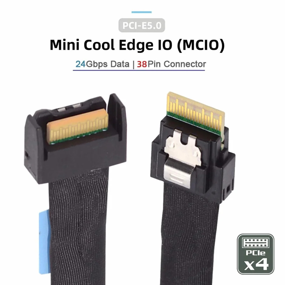 Przedłużacz PCI-E 5.0 Mini Cool Edge IO MCIO 38Pin męski SFF-8654 Slimline 4X 50 cm