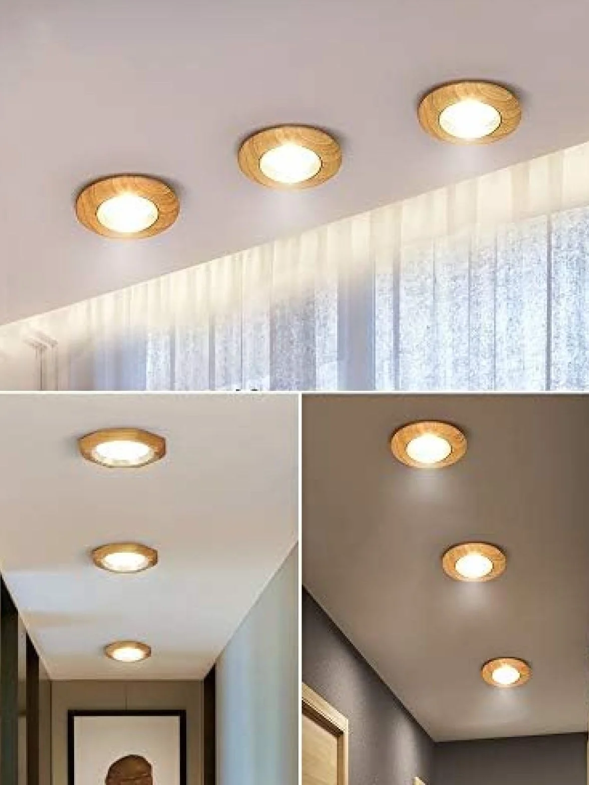 Oprawy sufitowe LED z litego drewna 7W do wbudowania Kreatywne oprawy sufitowe Okrągłe/Anyż gwiaździsty Ultra jasne oświetlenie panelowe Oświetlenie wewnętrzne Dekoracyjne reflektory wejści