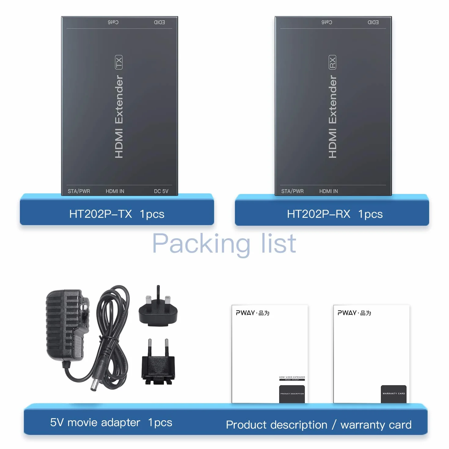 PWAYTEK Przedłużacz HDMI 1080p 60 Hz 3D Cat5e Cat6 Cat7 Full HD 50 m EDID POC nadajnik odbiornik