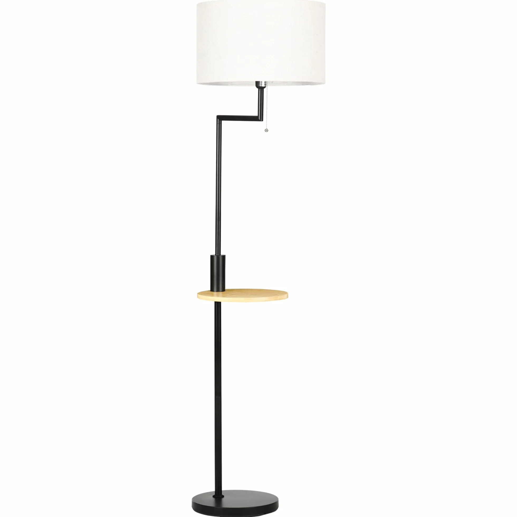 HOMCOM Lampa stojąca, stojąca, ze złączem USB, lampa stojąca, do salonu, sypialni, ze stali, kremowa, Ø 40 x 168 cm, żarówka nie wchodzi w zakres dostawy