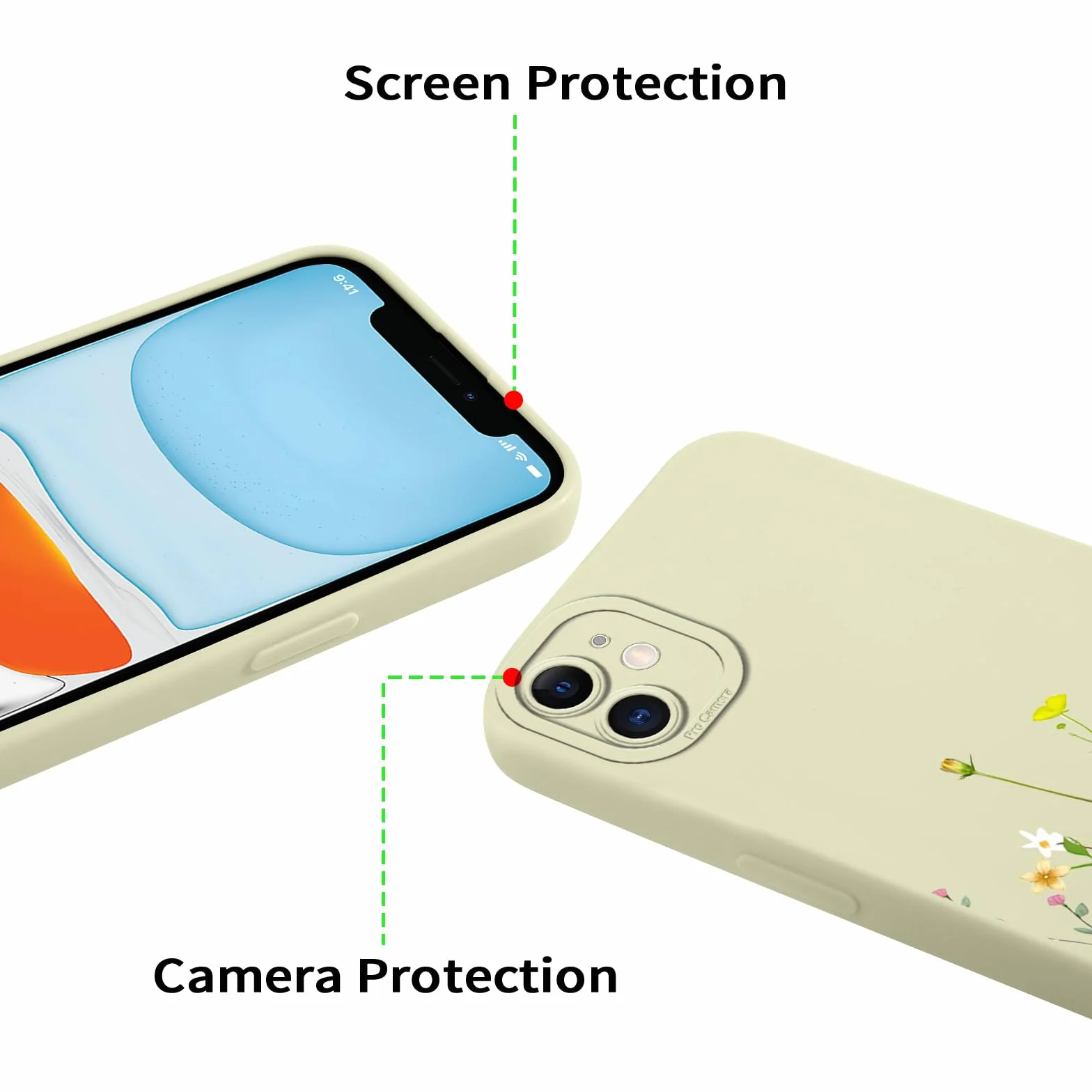 Smycz do iPhone'a 12 6.1", etui silikonowe TPU z kwiatami, ochronny futerał
