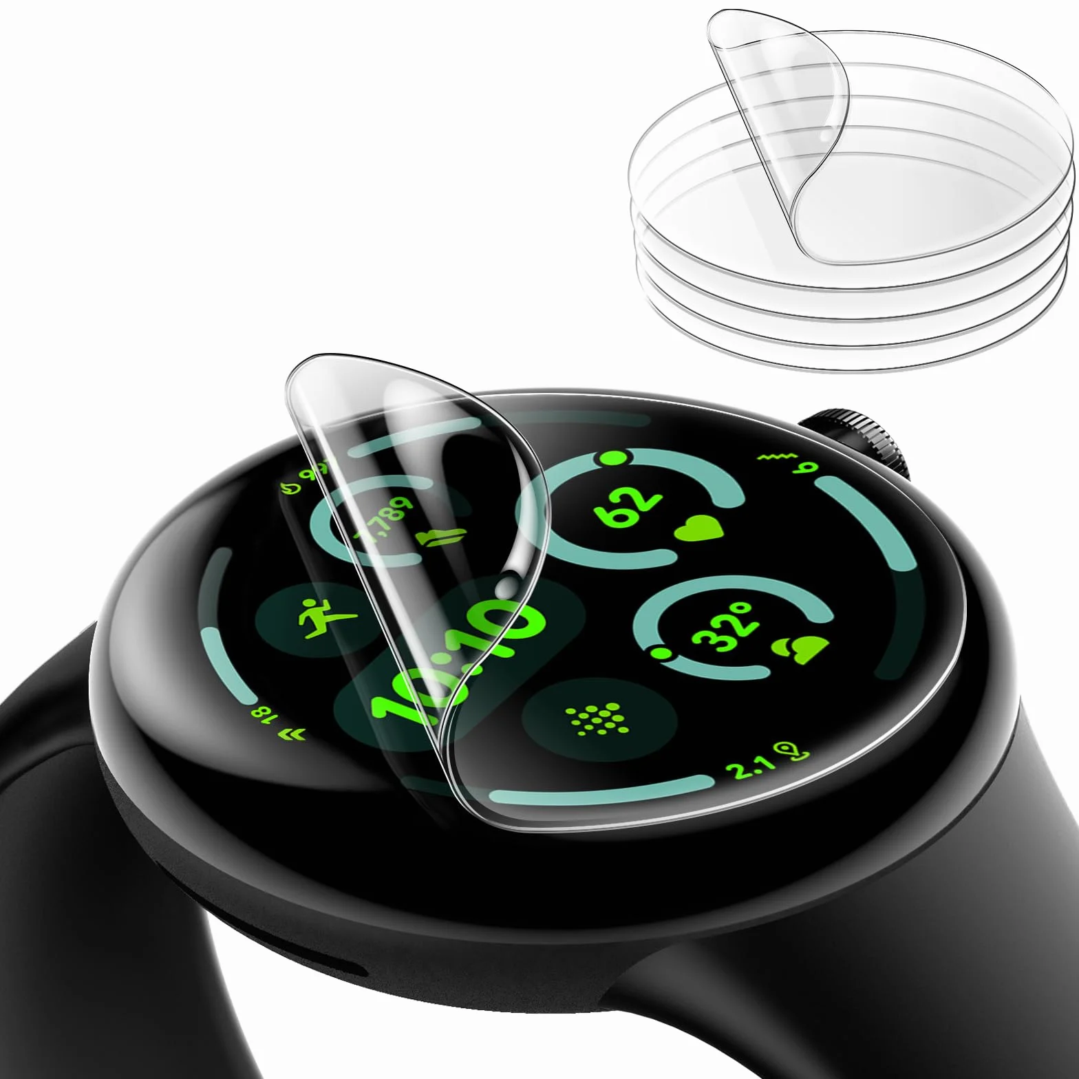 JETech Ochraniacz Ekranu dla Google Pixel Watch 4/3 45mm (Tylko Ochrona Ekranu 41mm), Antyzarysowania Samoleczący Miękki Folia TPU, HD Wyczyść, 6 Sztuki