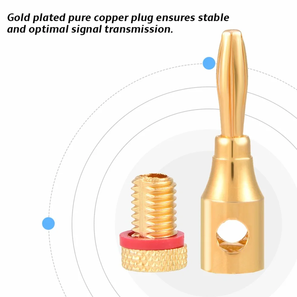 VBESTLIFE Adapter audio bananowy, pozłacany wtyk do głośnika bananowego z czystej miedzi do wzmacniacza lub głośnika, profesjonalne zastosowanie dźwięku - 10-częściowy