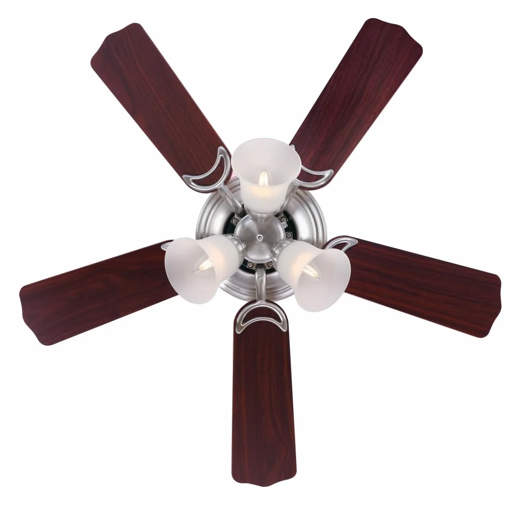 Westinghouse Lighting 72073 Contempra Trio 90 cm wentylator sufitowy ze szczotkowanego niklu, zestaw oświetlenia, z matowym szkłem