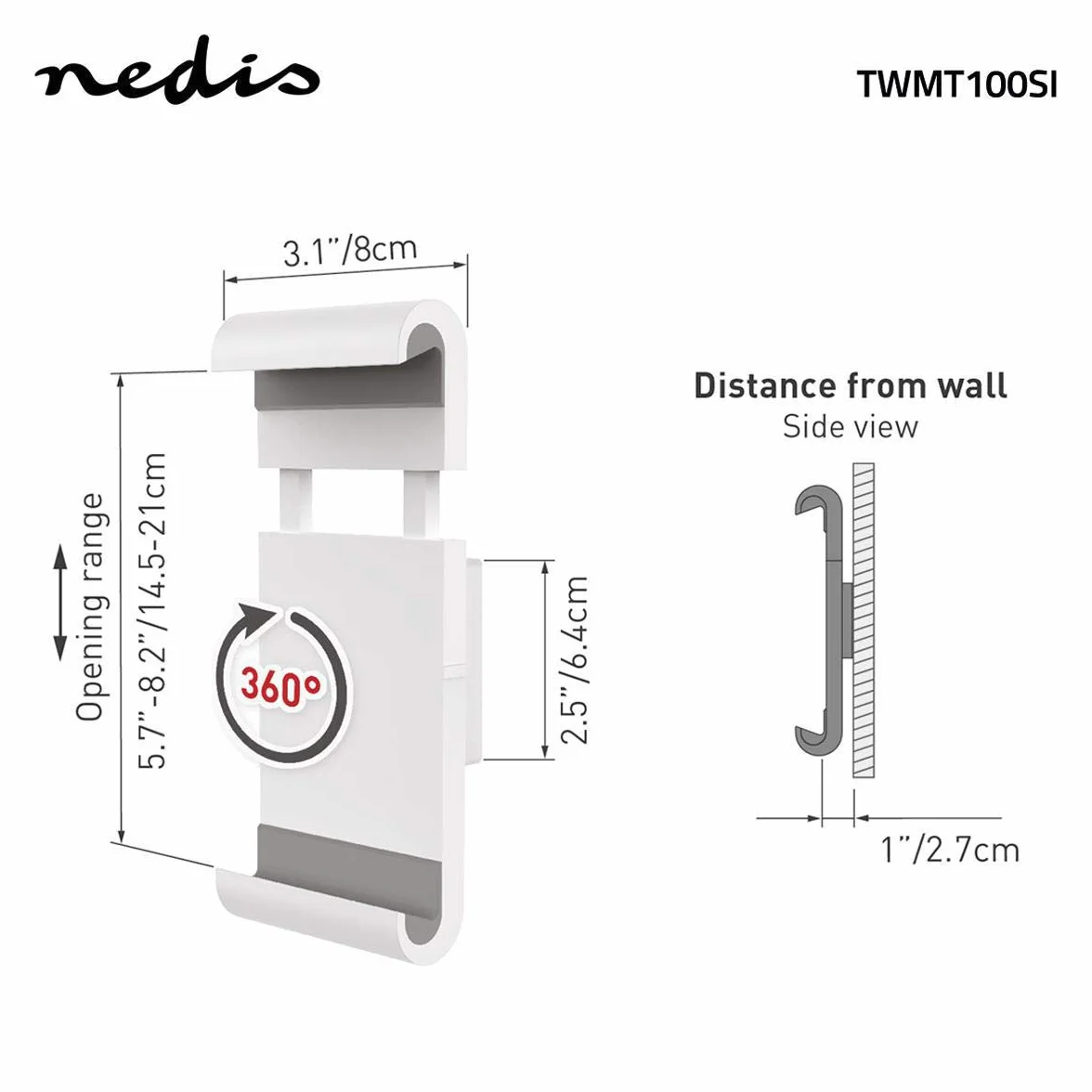 NEDIS Uchwyt na tablet 7-12 cala stały ścienny