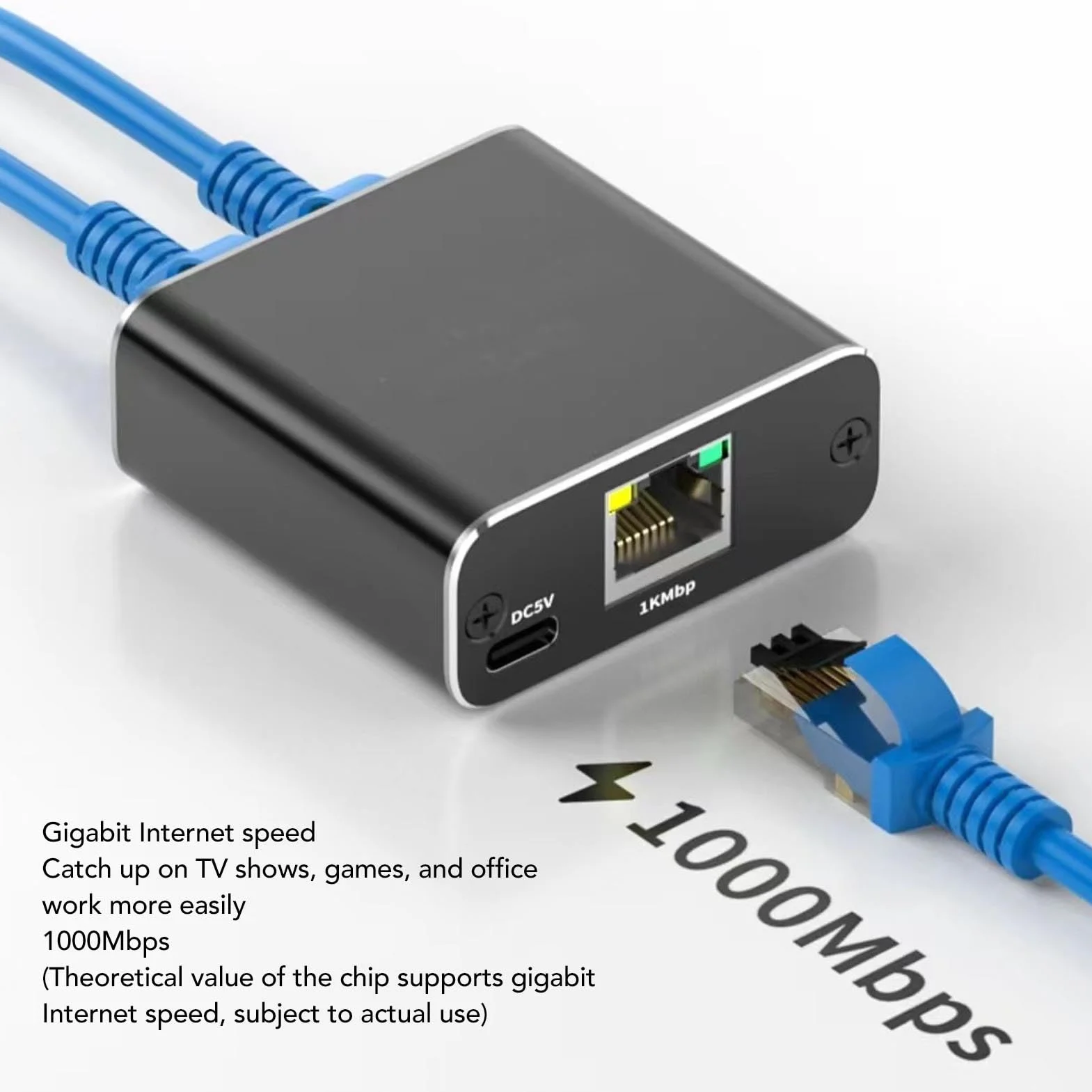 Gigabitowy Adapter Sieciowy RJ45, Rozdzielacz Kabla Ethernet 1 do 2, Cat5, Cat5e, Cat6, Cat7, Złącze Rozszerzenia Sieciowego RJ45, Dwa Urządzenia udostępniają Rozdzielacz