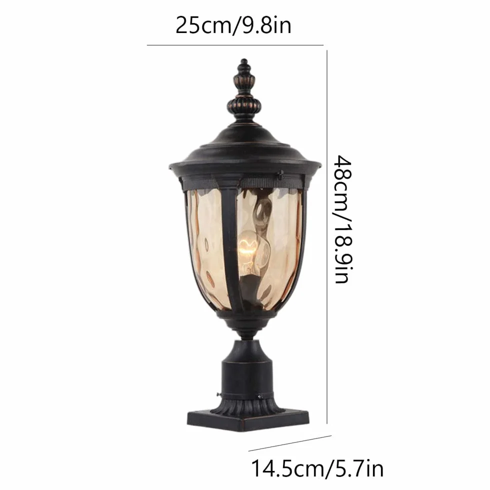 Lampy solarne, Wodoodporna Aluminiowa Obudowa I Szklana Lampa Słupkowa Nowoczesna Ogrodzeniowa(25cm)