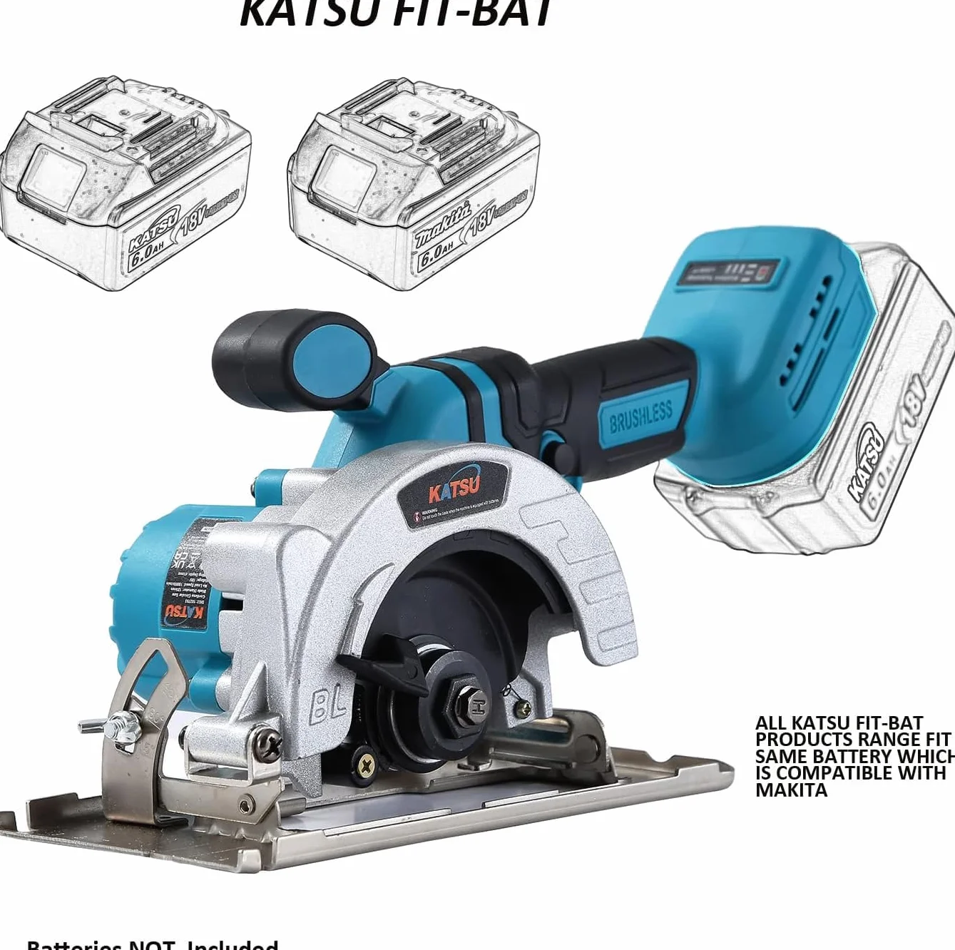 KATSU FIT-BAT 21 V bezprzewodowa bezszczotkowa piła tarczowa, 5" 125 mm 2000 W długa rączka bezprzewodowa elektryczna piła tarczowa z bezszczotkowym silnikiem, bez baterii lub ładowarki 102793