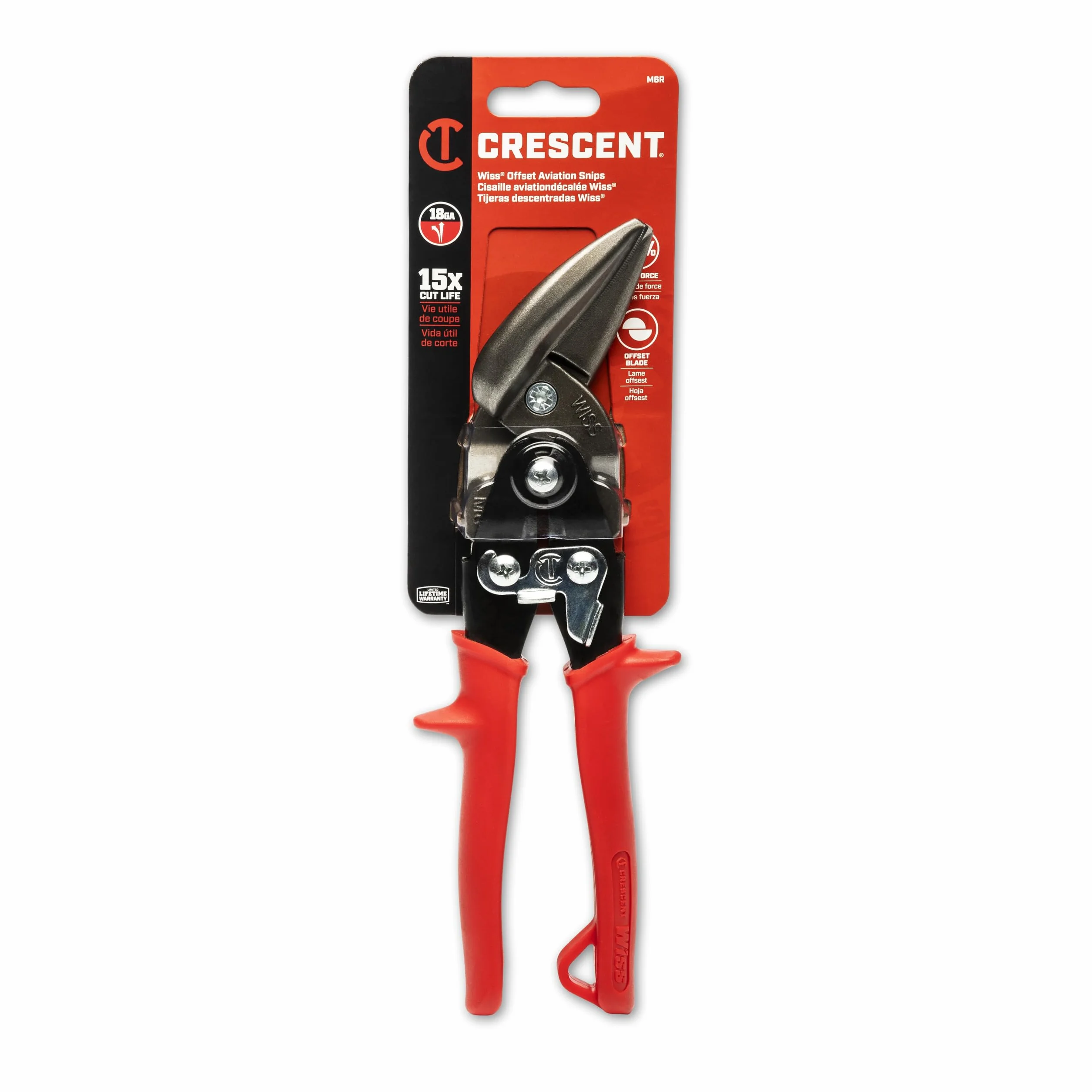 Wiss M6R Nożyce offsetowe Metalmaster 9-1/10.2 cm, cięcia prosto w lewo, czerwone uchwyty