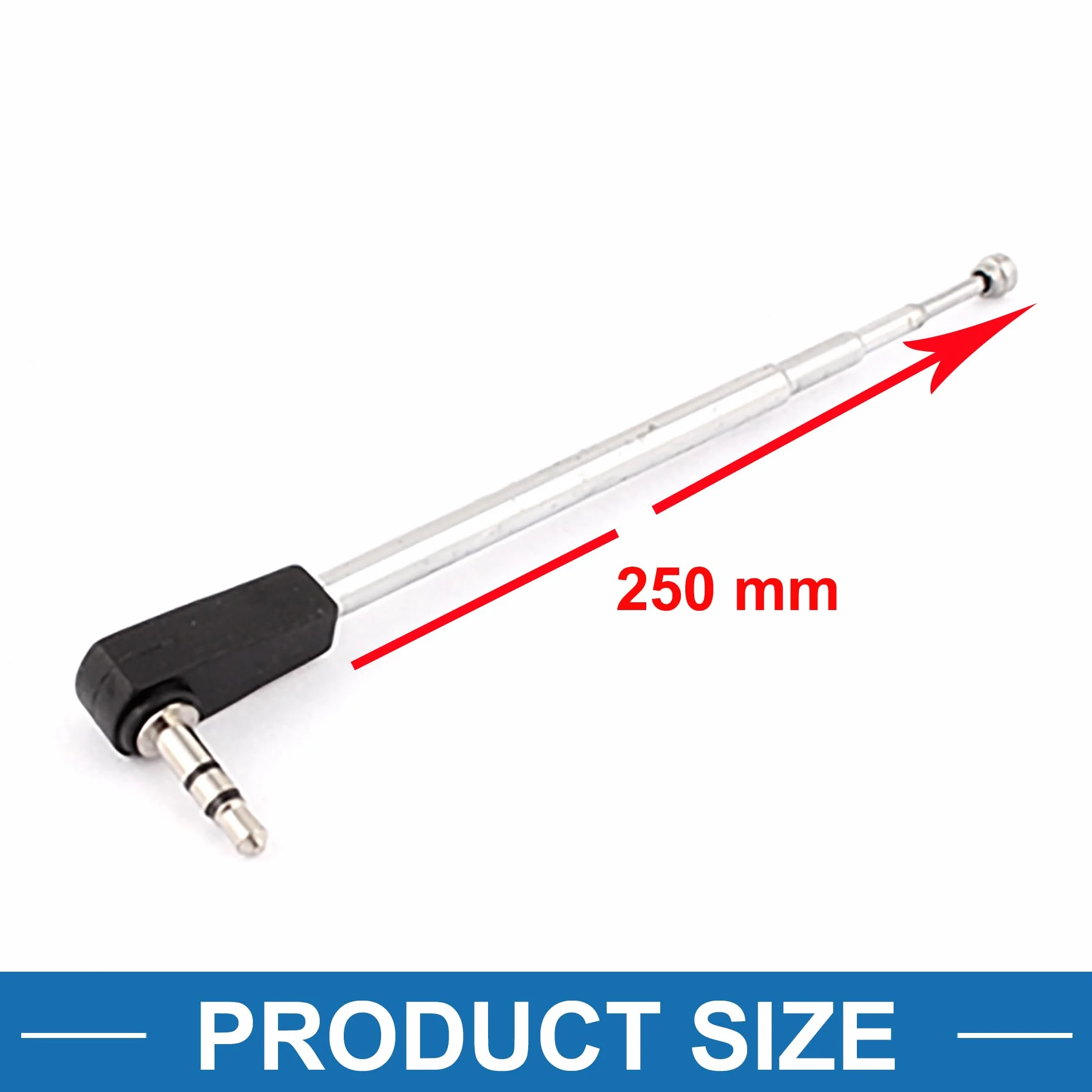 ABSOPRO Antena teleskopowa 25 cm 4 sekcje jack 3,5 mm radio FM TV srebrny