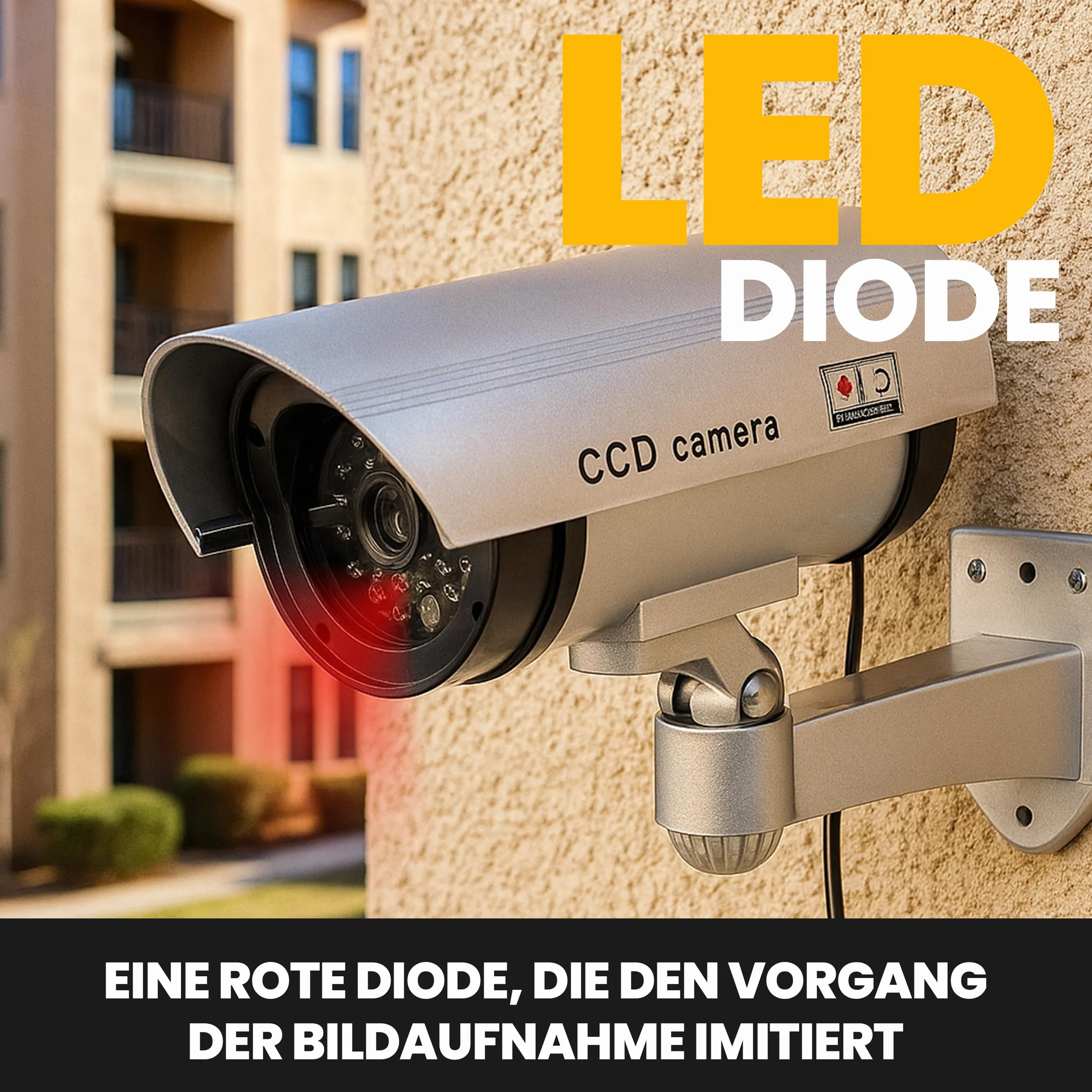 Retoo Atrapa kamery przemysłowej CCTV CCD z migającą diodą LED IR, Kopułka zewnętrzna i wewnętrzna, Odporna na warunki atmosferyczne, Czujnik bezpieczeństwa, fałszywy alarm do nadzoru domu i biura