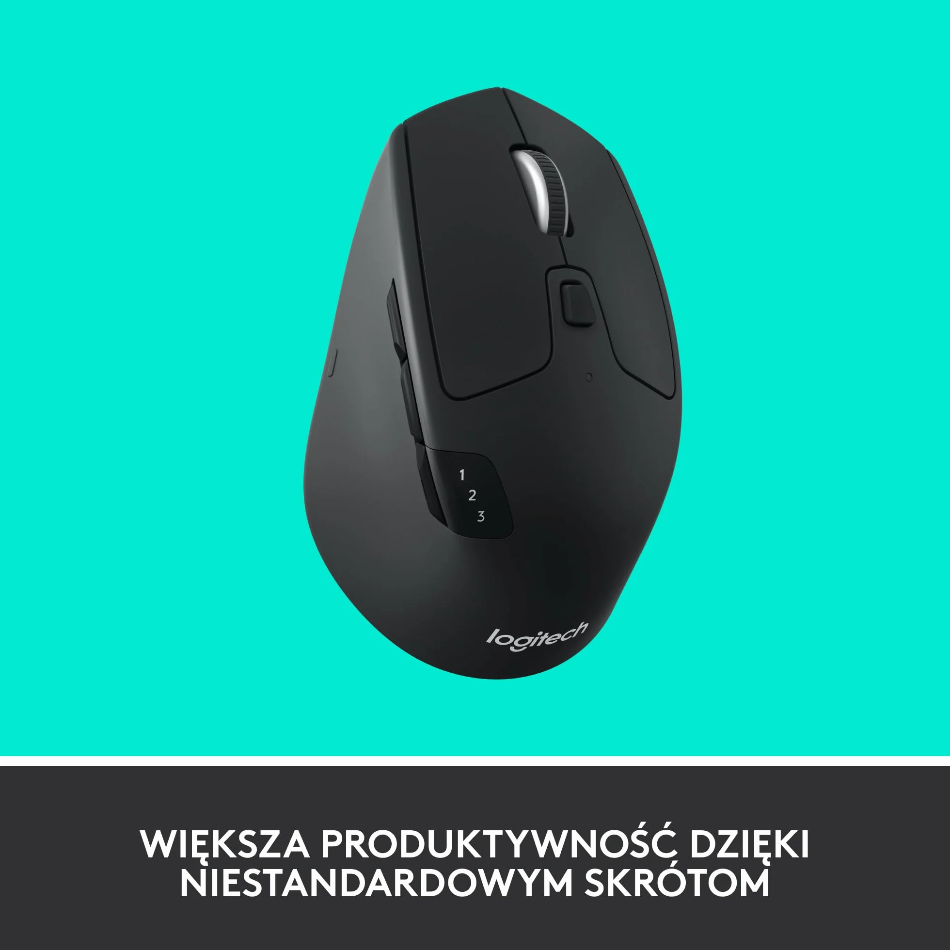 Logitech M720 Triathlon, Mysz bezprzewodowa Multi-Device, Bluetooth, uniwersalny odbiornik USB, 1000 DPI, 6 programowalnych przycisków, bateria do 2 lat, laptop/PC/Mac/iPadOS - Szary