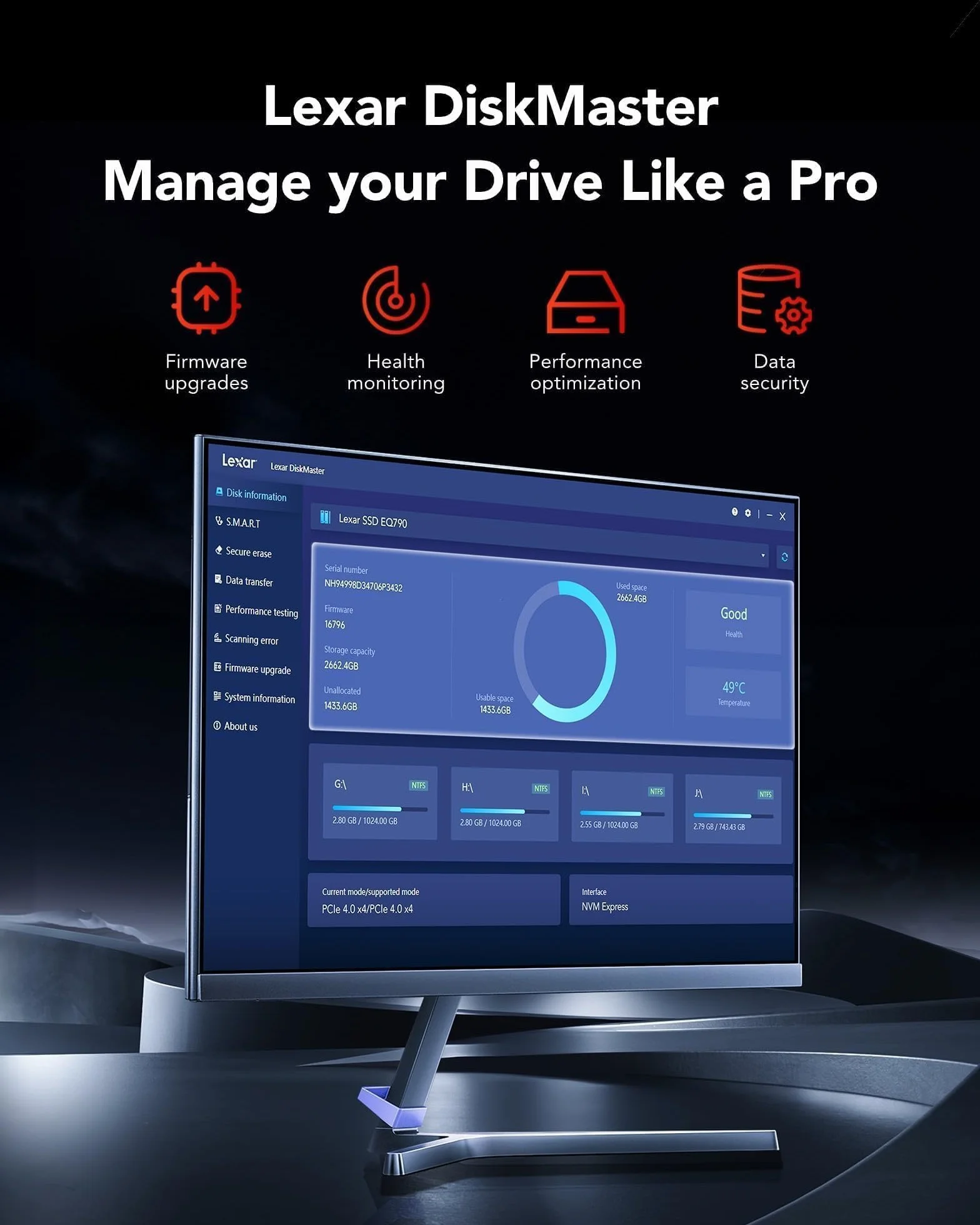 Lexar ARES 2 TB SSD M.2 2280 PCIe Gen4x4 NVMe wewnętrzny dysk SSD 7400 MB/s odczyt 6500 MB/s zapis