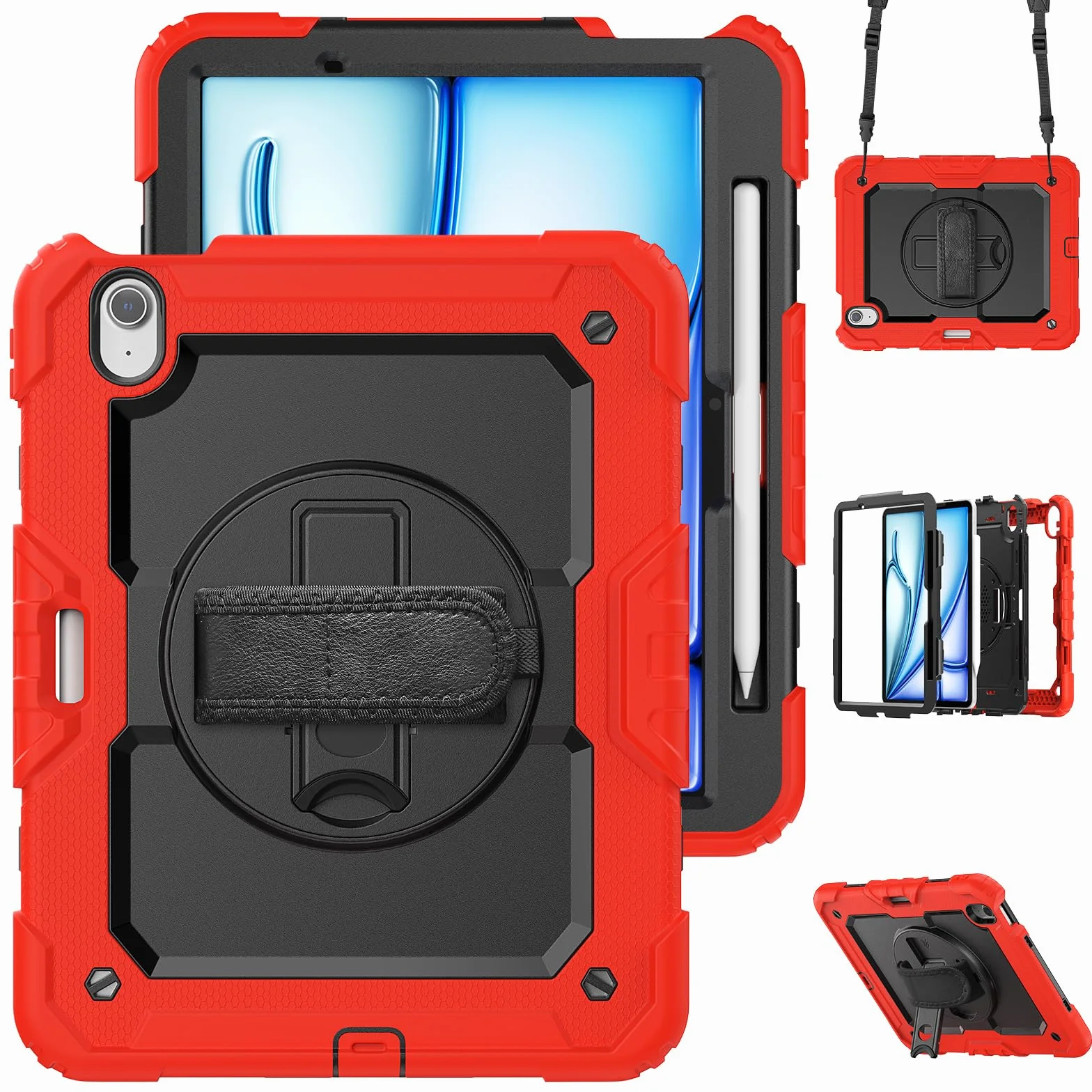 Etui 4 w 1 do Apple iPad Air 11 2024 M2 11 cali os?ona zewn?trzna ochrona + stojak + pasek do noszenia