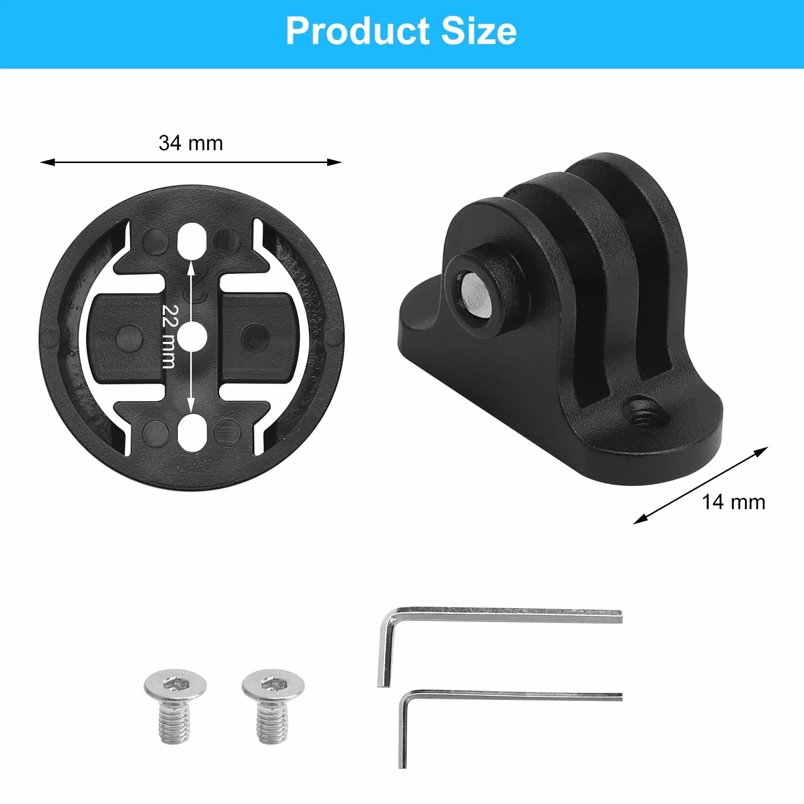 VOSSOT Uniwersalny uchwyt rowerowy do Gopro Garmin A Dapter Varia uchwyt Ngmit 20-22 mm odstęp między otworami Gopro uchwyt na rower, mocowanie do Garmin, adapter stabilne połączenie oświetlenia