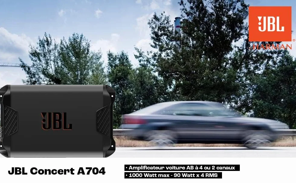 JBL Concert A704 4-kanałowy wzmacniacz samochodowy klasy AB 4x70W RMS 1000W szczytowych