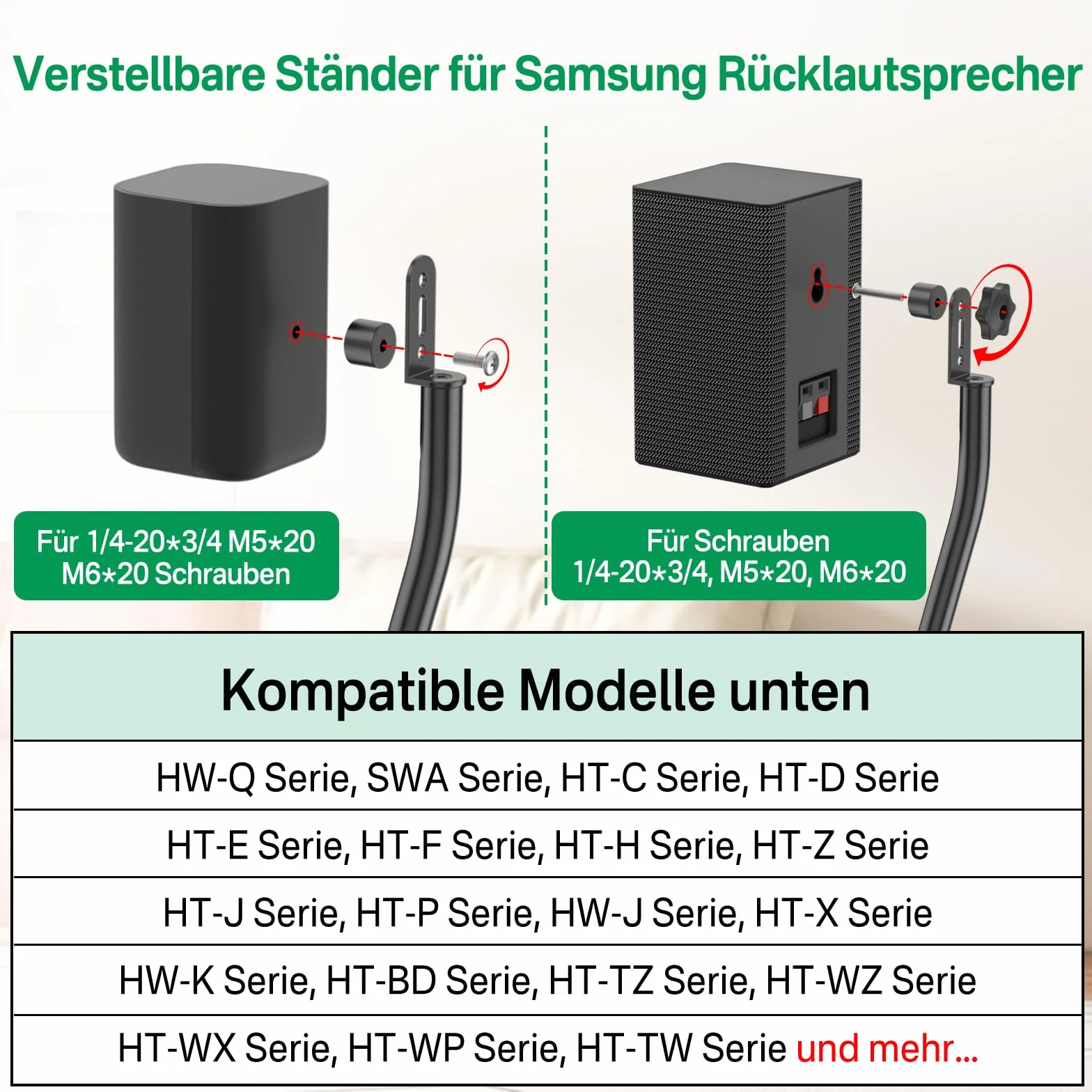 Notiela podstawki pod głośniki Samsung uchwyt ścienny stojak regulacja wysokości 33"-42" do głośników przestrzennych