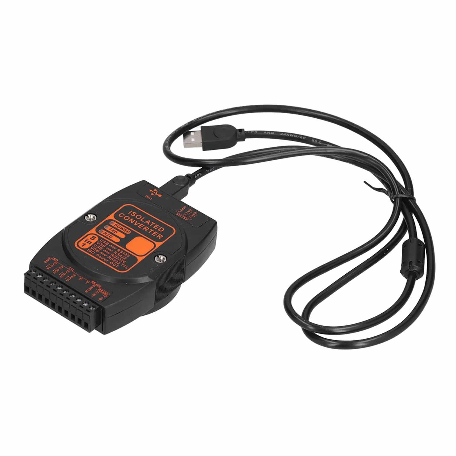 Cocoarm Adapter USB na Obudowa Ognioodporna ABS Konwerter USB na Izolacja 5 W 1 422 232 TTL Izolowana Moc 2 W 256 Węzłów do Sterowania Przemysłowego Komunikacja PLC ((Szybkość komunikacji 200 Kb))