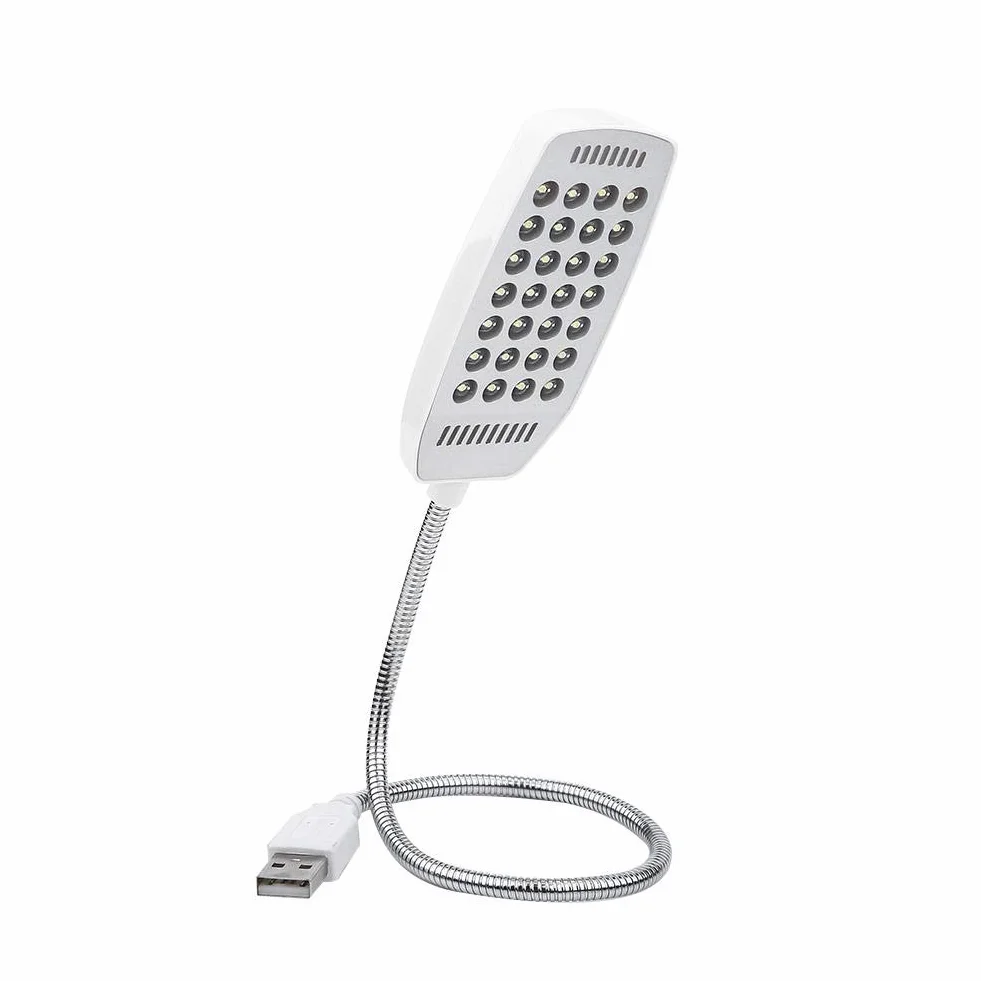 Fdit USB LED lampka mini 28 LED przenośna do czytania elastyczna gęsia szyja biała
