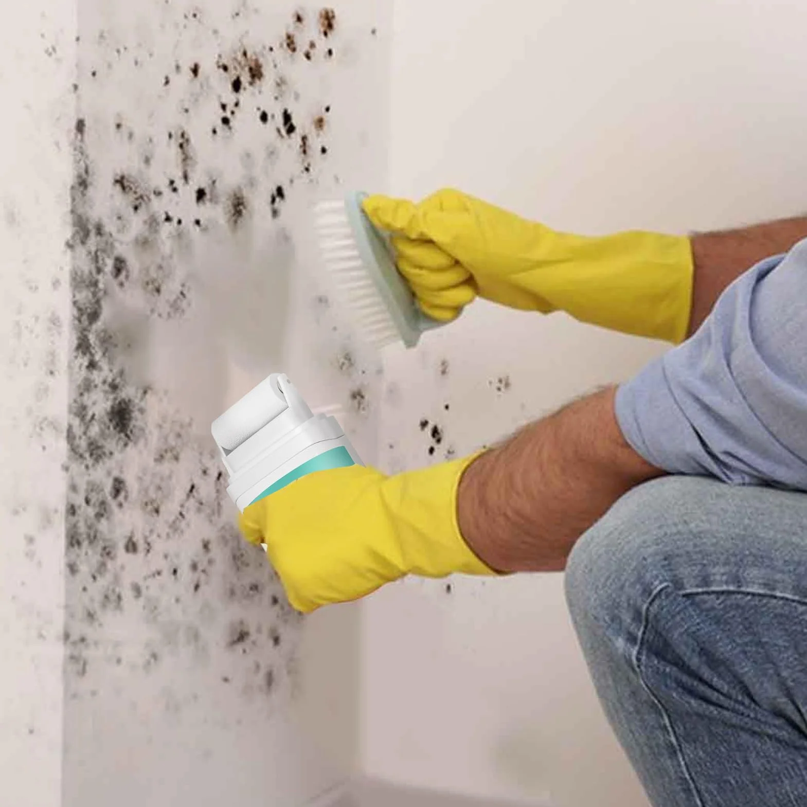 Wall Rolling Paint, House Facade Roller Paint, 2.91x2.2x1.1 Water Based White Repair, Compact and Easy to Use, Integrated Coating Roll for Cleaning Stains & Graffiti