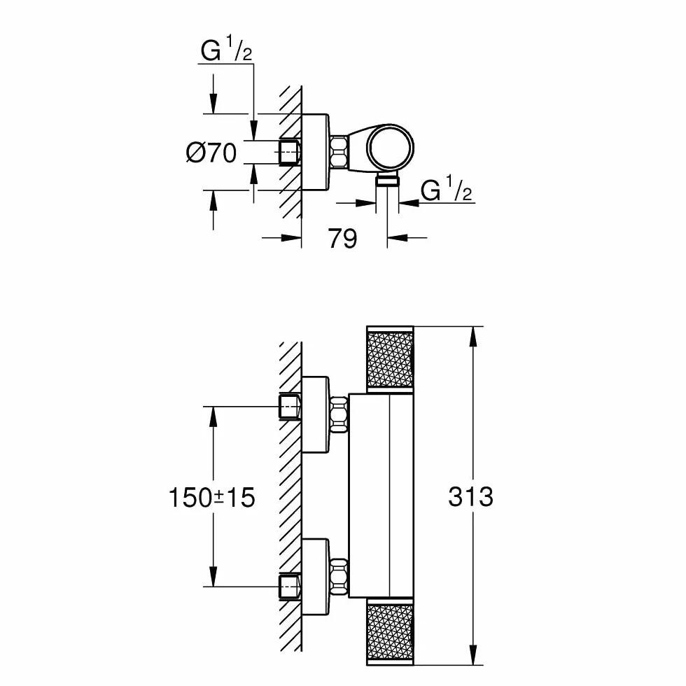 Grohe Precision Feel Bateria, Srebrny, ‎38 x 20 x 7.5 cm; 2.23 kg
