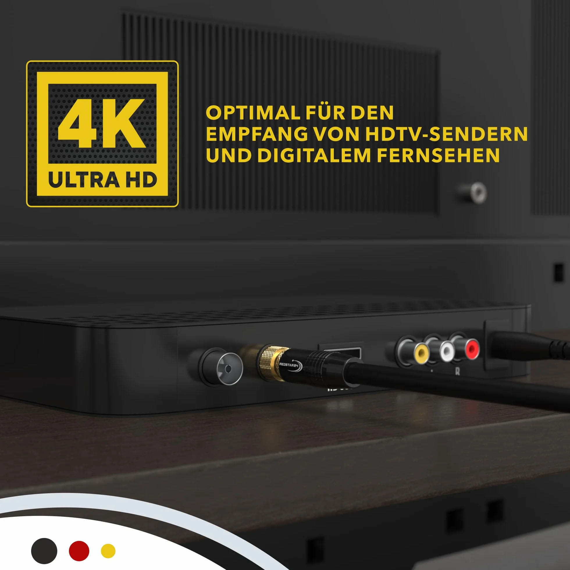 RedStar24 Kabel antenowy SAT koncentryczny 135dB 2x F 1x 90° pozłacany Ultra HD 4K 3D UHD