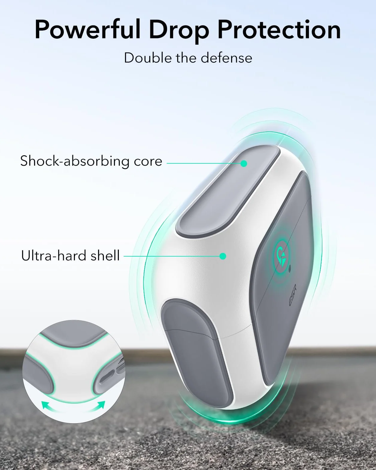 ESR Etui do AirPods Pro 3, kompatybilne z MagSafe, pełna ochrona, biały
