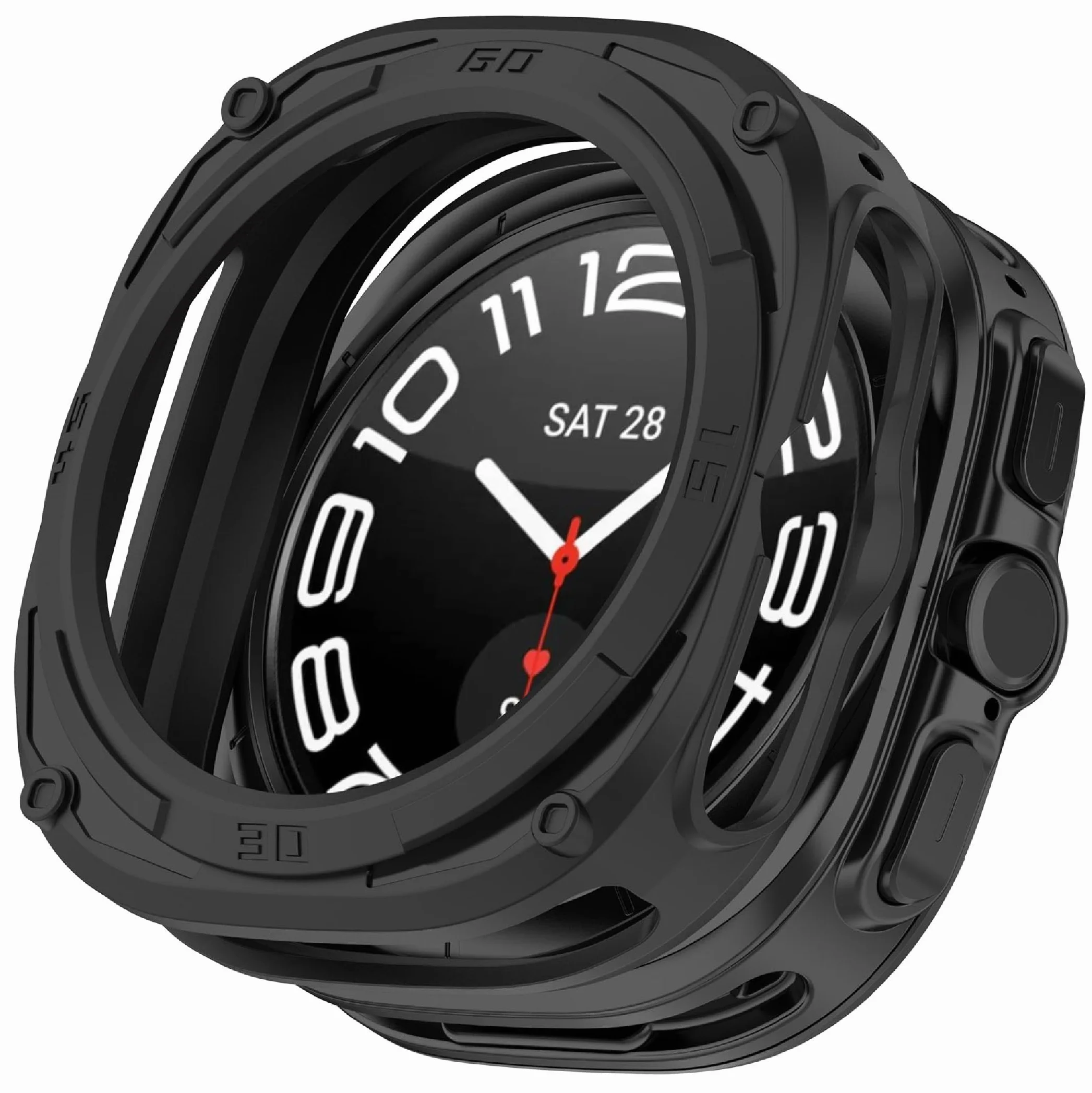 GIOPUEY Etui kompatybilne z Samsung Galaxy Watch Ultra 47 mm, miękkie i lekkie, wysokiej jakości silikon TPU, etui ochronne, czarne