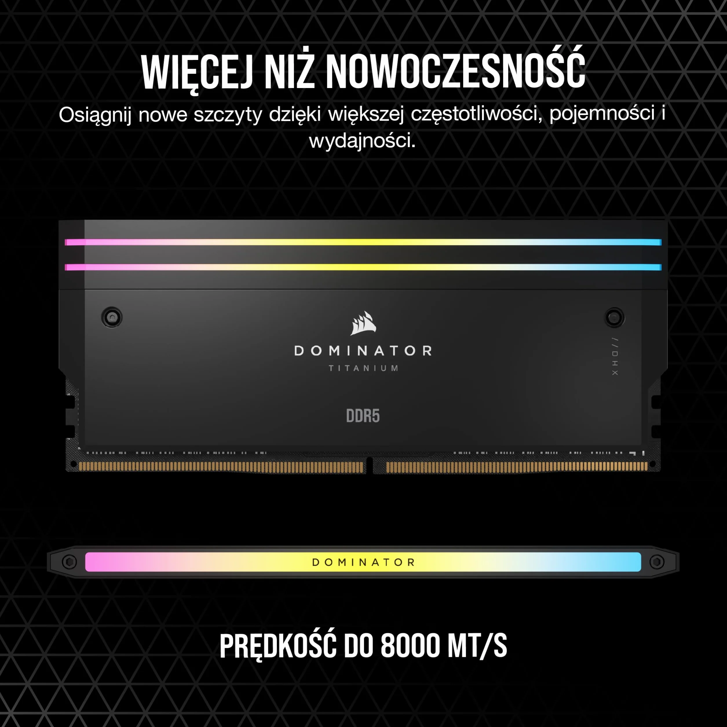 CORSAIR DOMINATOR TITANIUM RGB DDR5 RAM 32GB (2x16GB) DDR5 do 6400MHz CL32 Intel XMP iCUE Kompatybilna Pamięć Komputerowa - Czarny (CMP32GX5M2B6400C32)