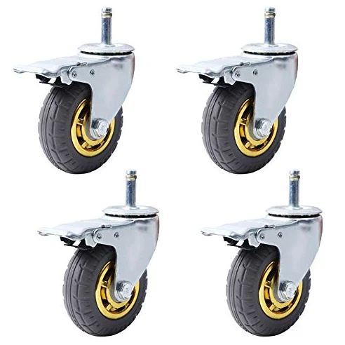 5Inch Caster Wheels Heavy Duty 125 mm Rubber Swivel Trolley Meble do transportu Rolki transportowe Samochody wymienne,Stem M11x35mm, pojemność 270 kg, zestaw 4