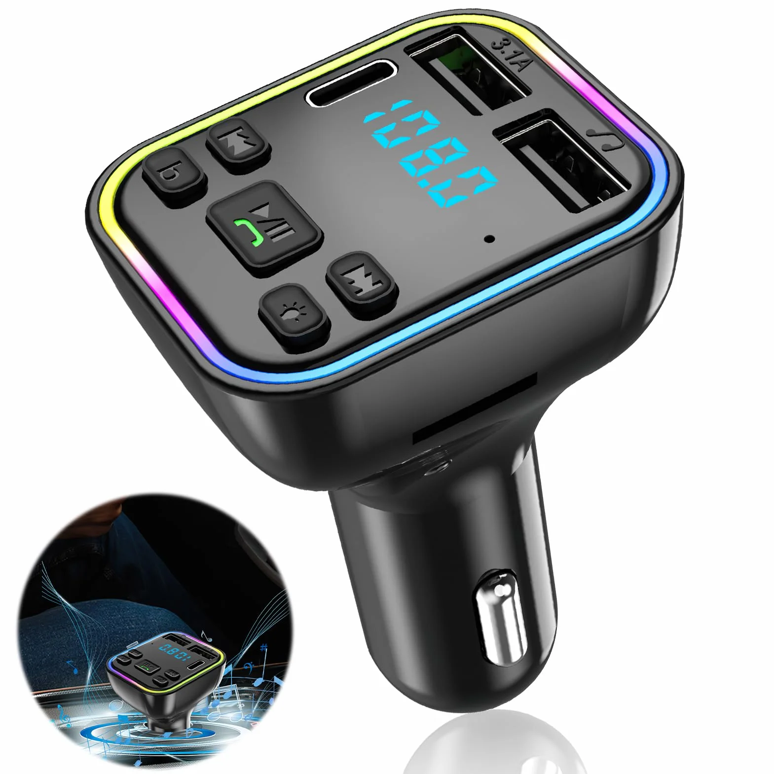 Nadajnik FM Bluetooth samochodowy adapter