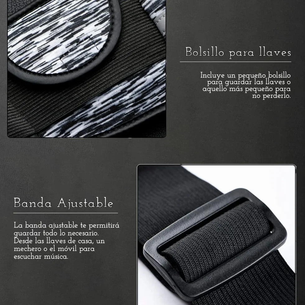 Sportowa opaska na ramię Neopren Unisex Wodoodporny z Odblaskowe Paski Regulowany Pasek dla iPhone 12/12Pro/12ProMax/XR/XS/X/8 Samsung S20/10/S9/S8, czarny
