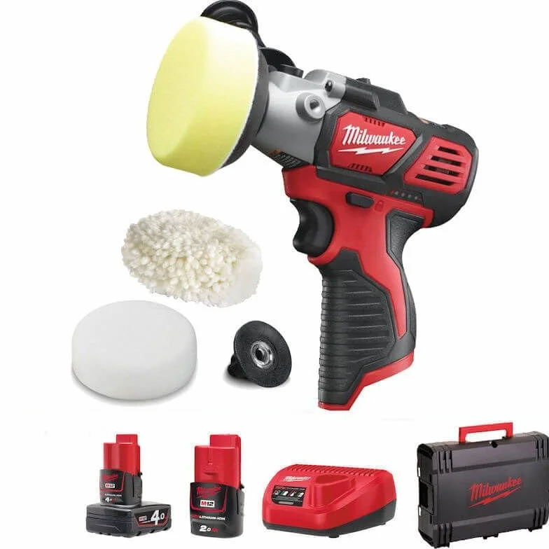 Milwaukee M12 BPS-421X akumulatorowy mini zestaw polerski, 4,0 Ah + 2,0 Ah w pudełku HD