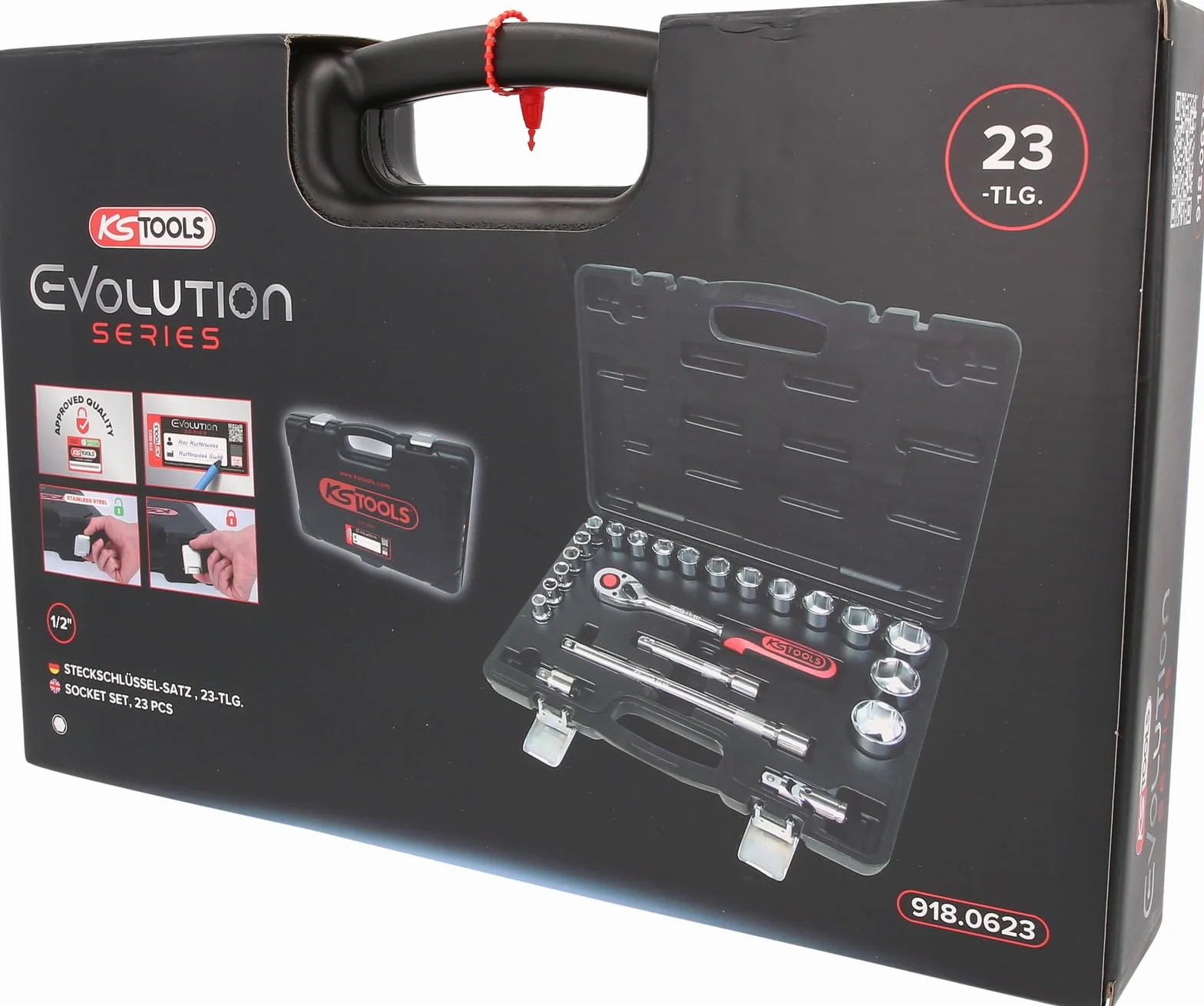 KS Tools 918.0623 CHROMEplus Zestaw podw. kluczy nasadowych,23-szt, 1/2"