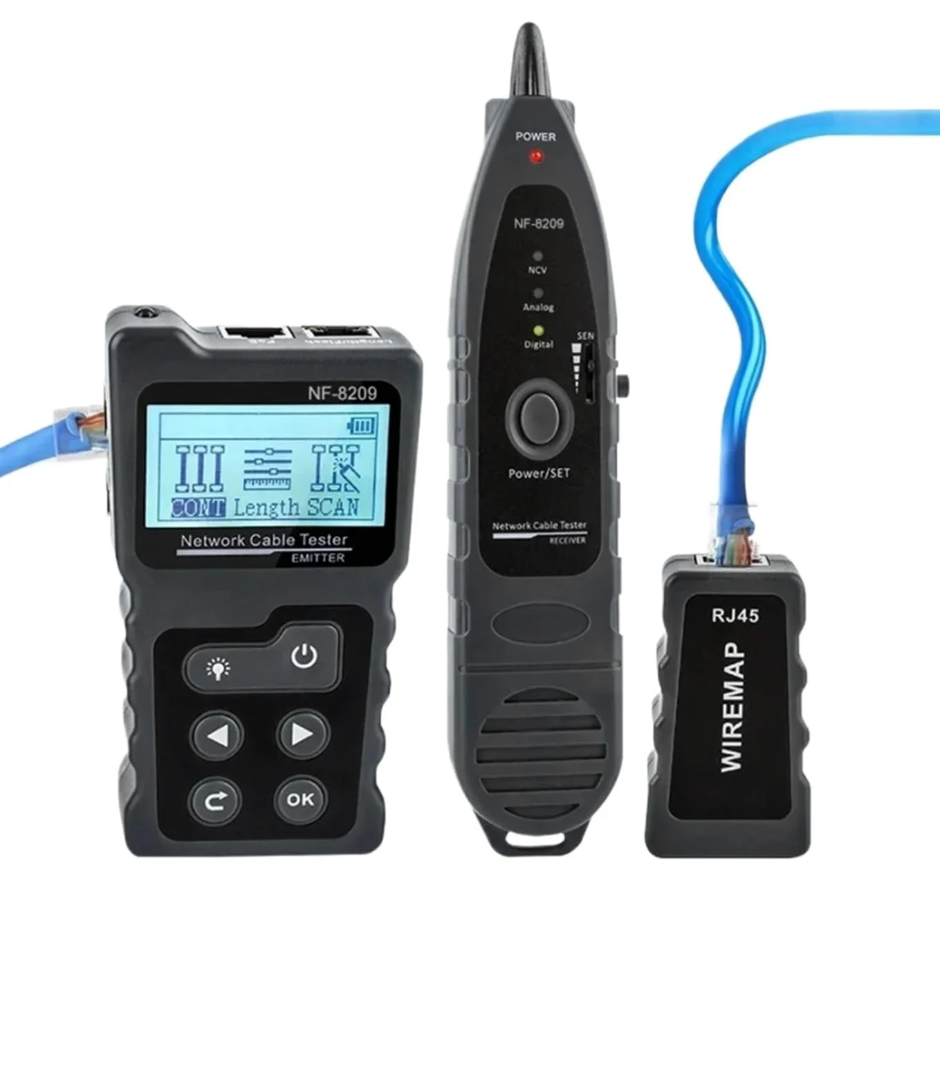 Tester kabli sieciowych, Tester Kabli Sieciowych, Odbiornik Internetowy Z Wyświetlaczem LCD, Narzędzie RJ45 UTP Do Pomiaru Długości, dla kabla sieciowego