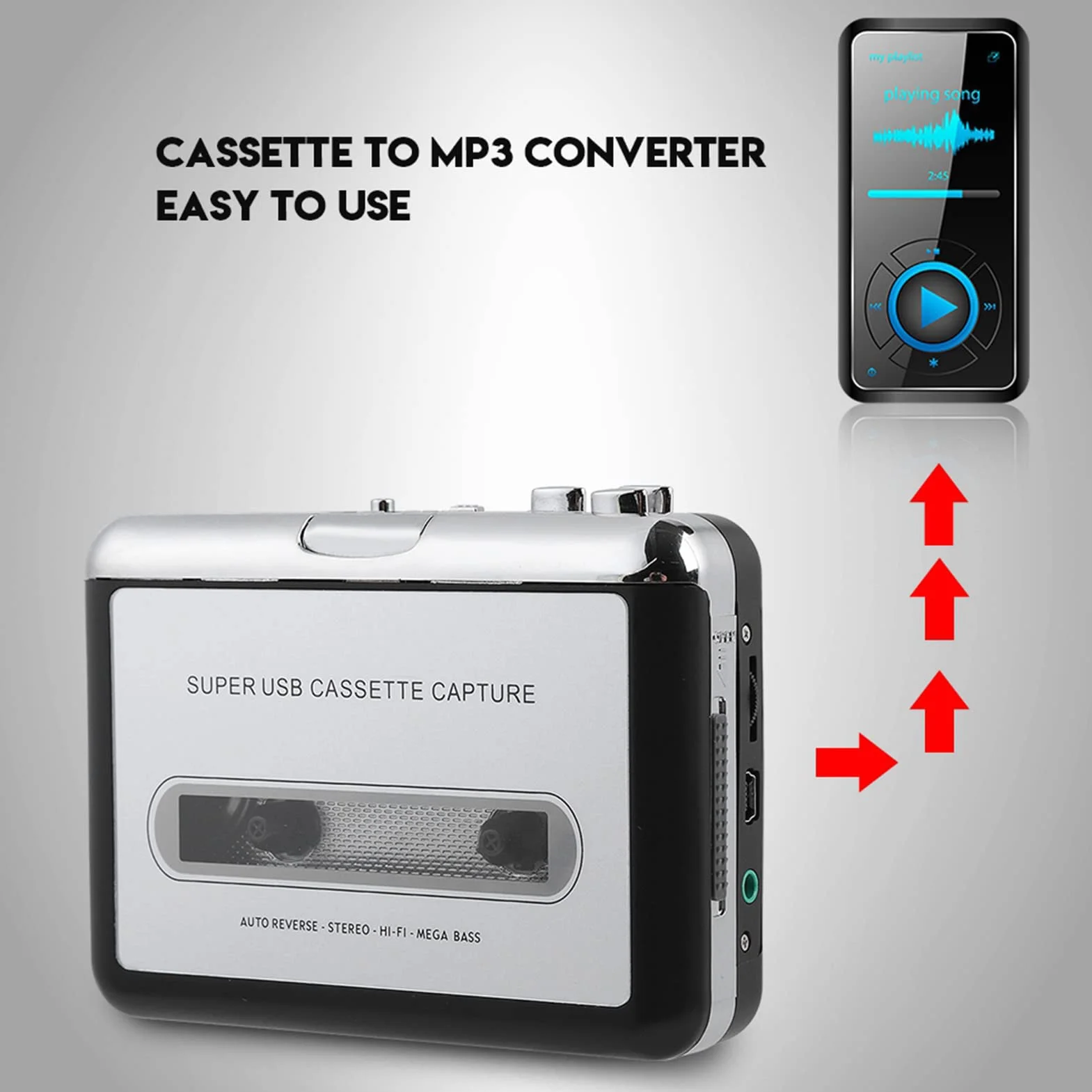 Konwerter Kasety na MP3, Konwerter Muzyki z Magnetofonu, Przenośny Przenośny Odtwarzacz Kasetowy, Konwerter Magnetofonu Kasetowego, Konwerter ze Słuchawkami na, CD