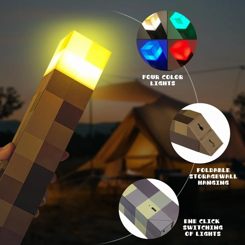 Lampa nocna LED, 4 kolory, lampka nocna LED Mcers, lampka nocna z możliwością ponownego ładowania przez USB, lampka nocna 3D dla dzieci, zabawka, prezent