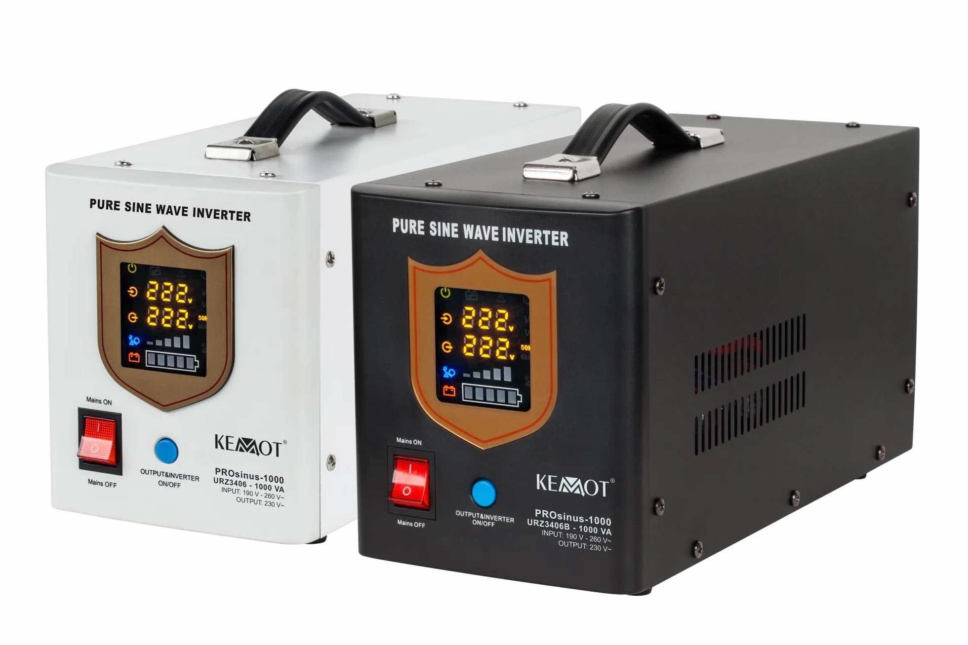 Kemot PROsinus-1000 Przetwornica Sinus 12V 230V 1000VA/700W Awaryjne Źródło Zasilania Czarny