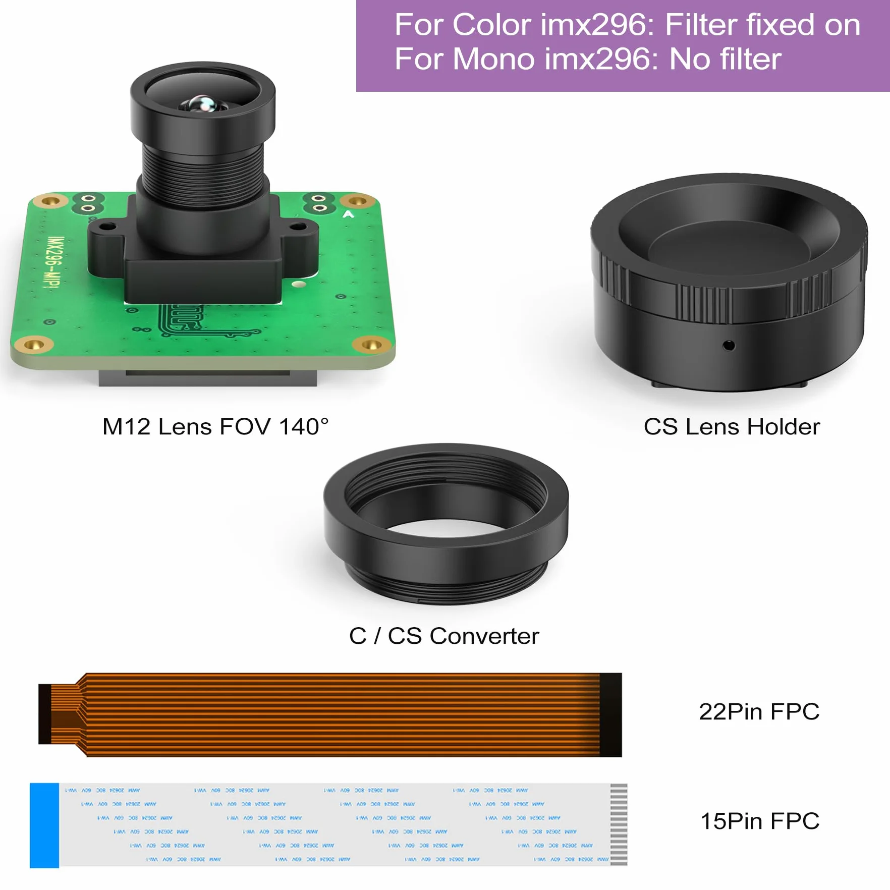 InnoMaker Moduł Kamery GS Czujnik Koloru IMX296 1,58 MP 60 kl./s 1456x1088 Pikseli Kompatybilny z Raspberry Pi