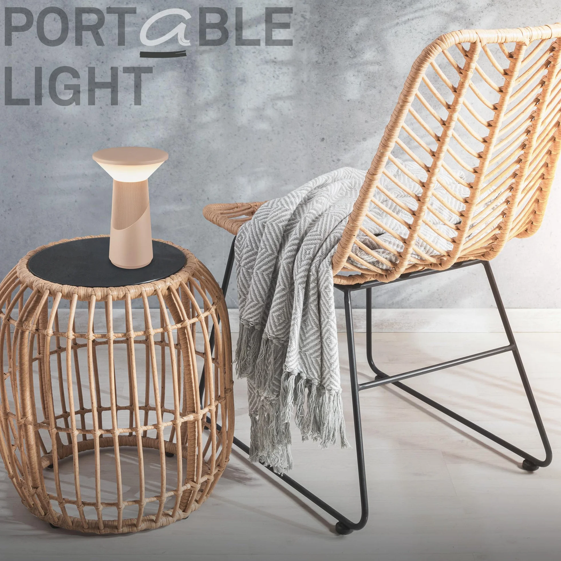 BRILONER - Ładowalna lampa stołowa bezprzewodowa, dotykowy ściemniacz z płynną regulacją, funkcja pamięci, ip44, usb-c, LED model przenośny, German Design Award 2026, 15x24 cm, beżowy kolor